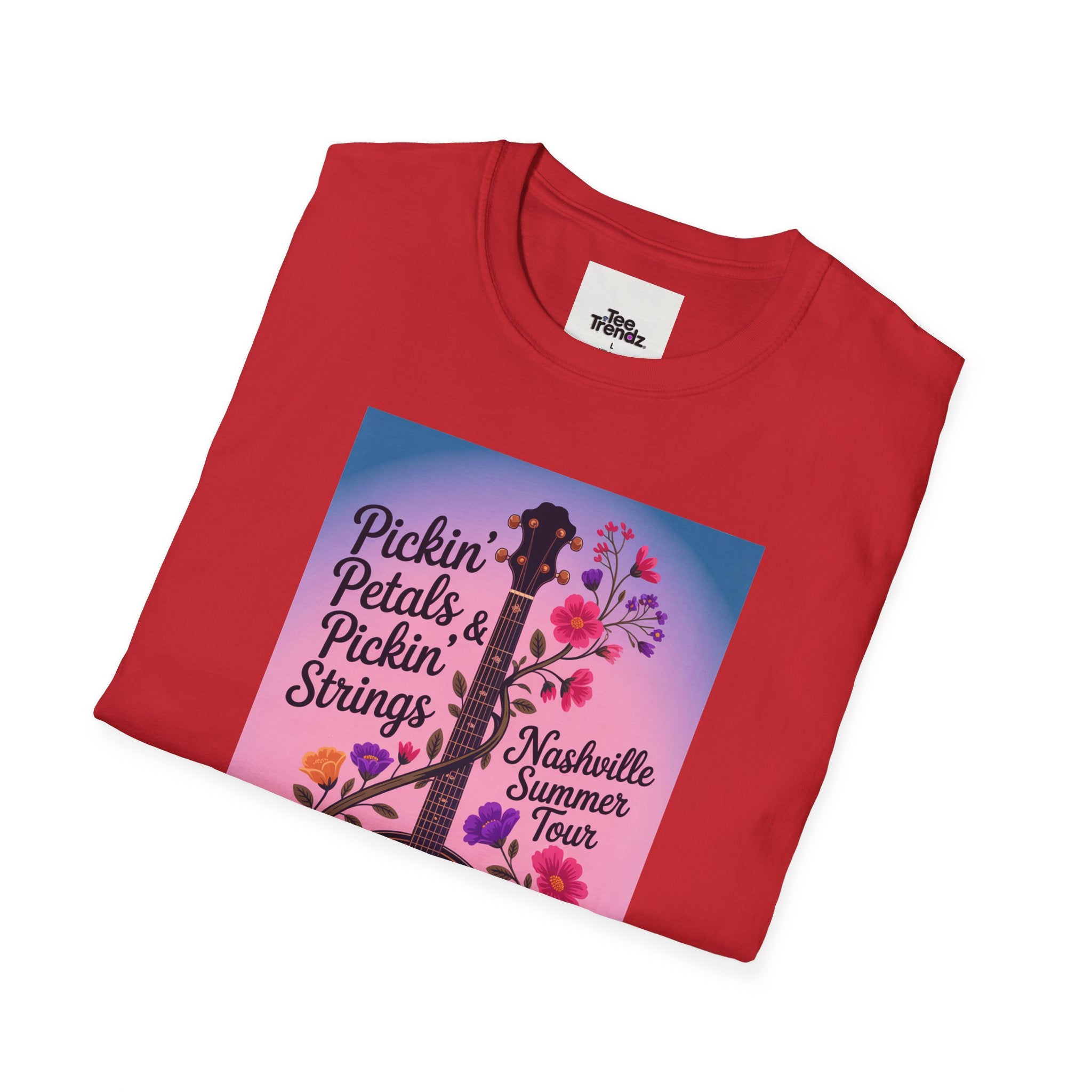Banjo Floral Tee — "Pickin' Petals, Pickin' Strings" Nashville Summer Vibes