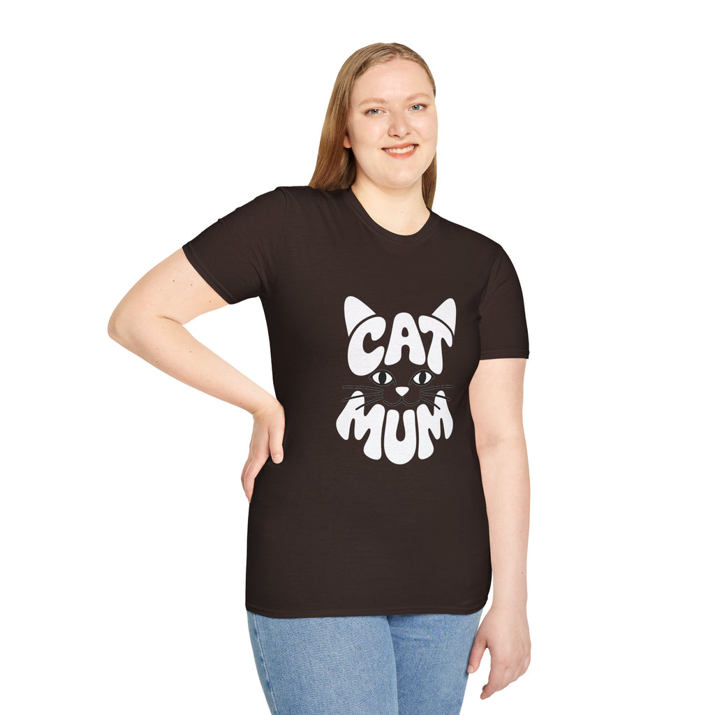 Cat Mum T-Shirt — Cute Purple Cat Face Tee for Cat Moms, Mother’s Day Gift