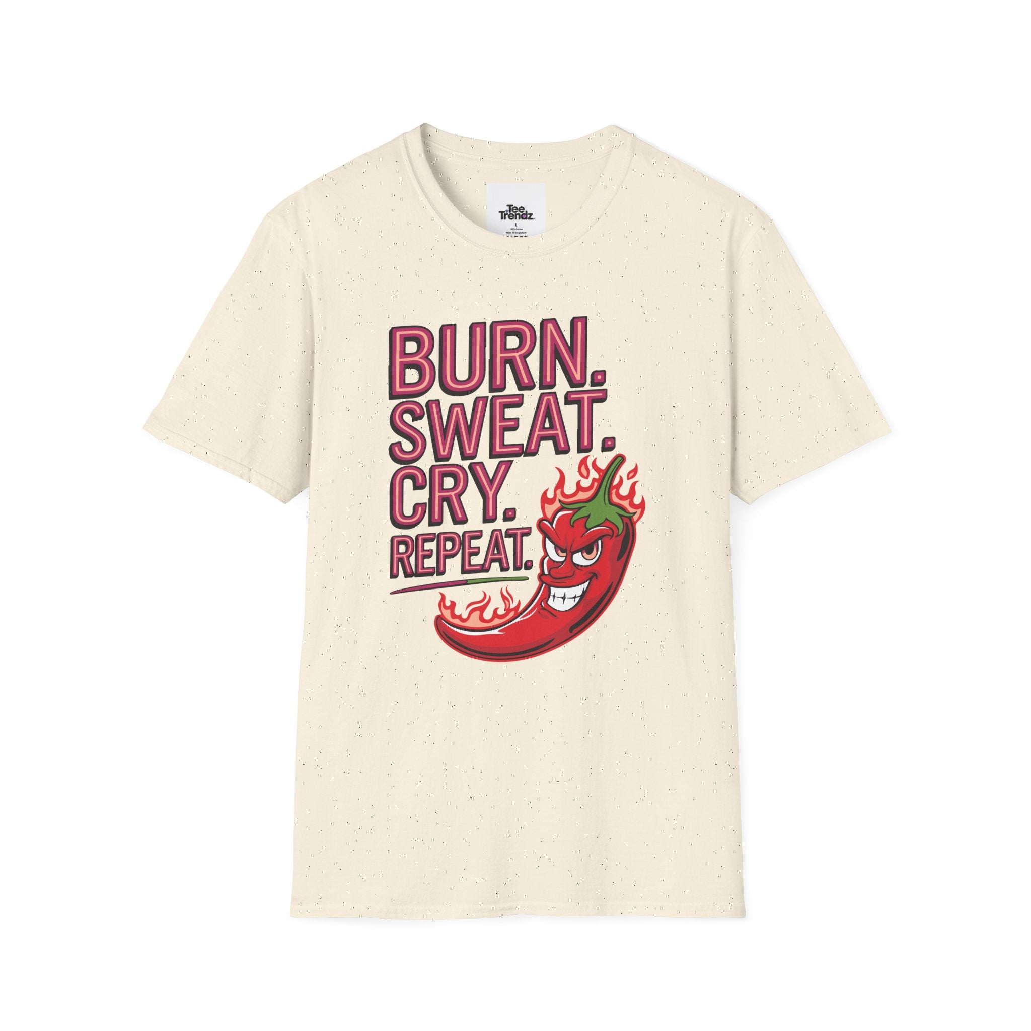 Burn. Sweat. Cry. Repeat. T-Shirt — Spicy Fitness Motivation Tee