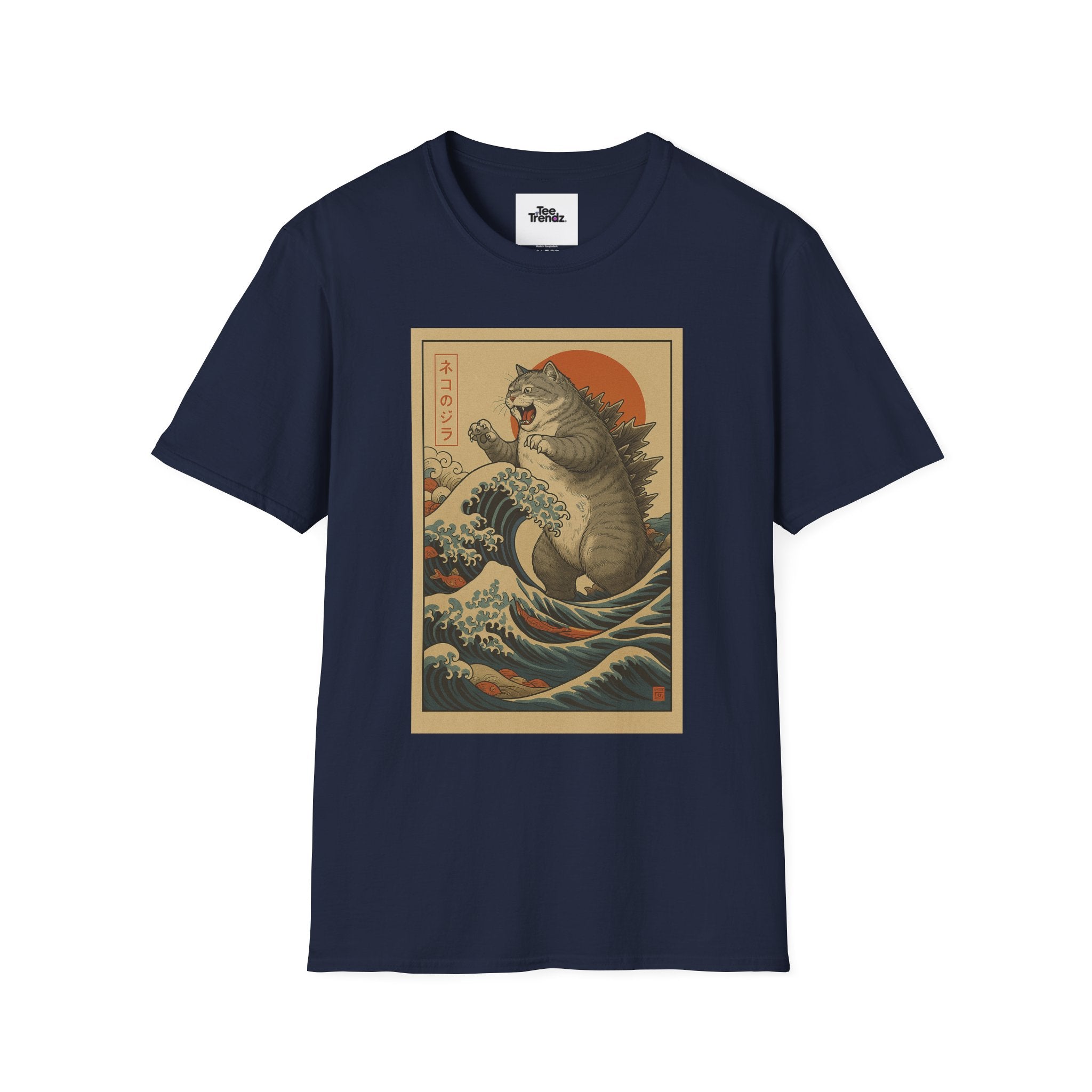Katana Wave Cat T-Shirt — Vintage Japanese Wave Art Tee