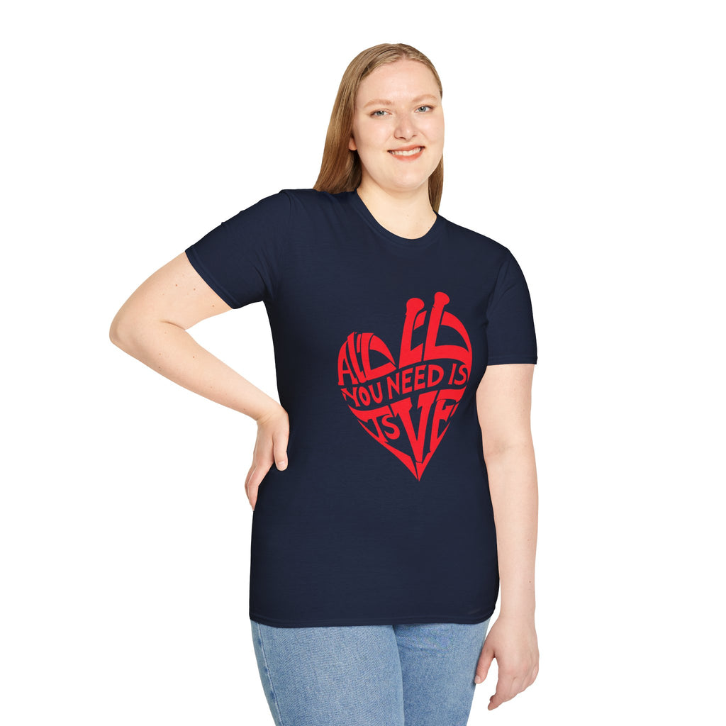 Love Heart T-Shirt — "All You Need Is Love" Retro Graphic