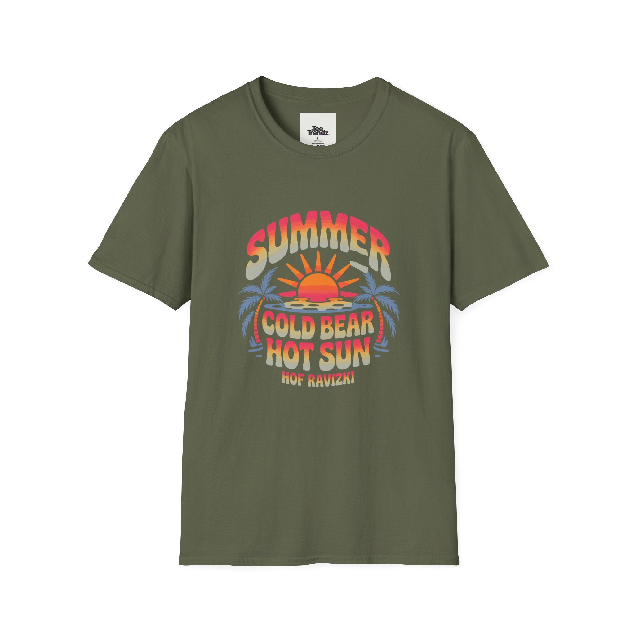 Summer Graphic T-Shirt — "Cold Bear Hot Sun" Retro Beach Tee