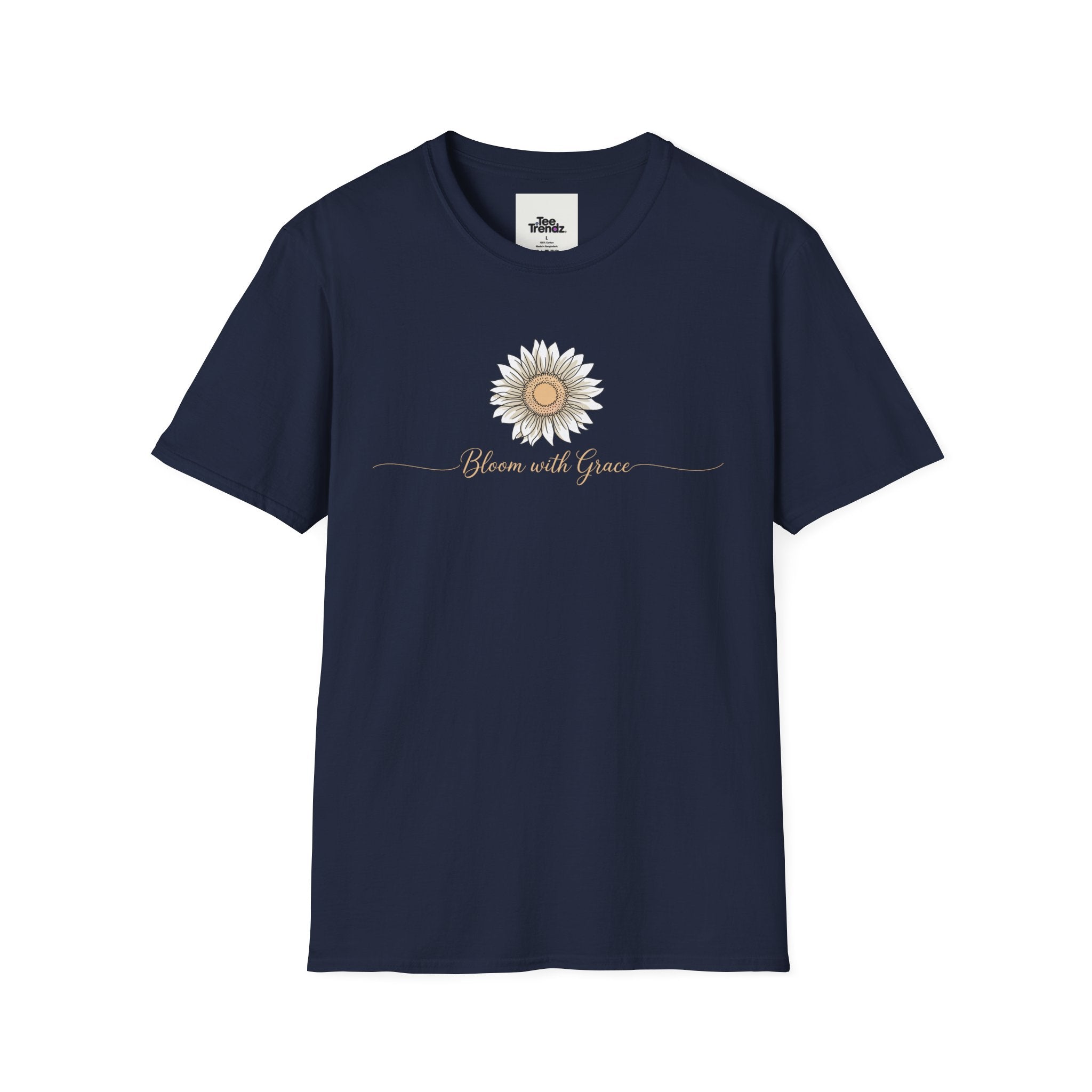“Bloom with Grace” Sunflower T-Shirt — Floral Inspirational Graphic Tee