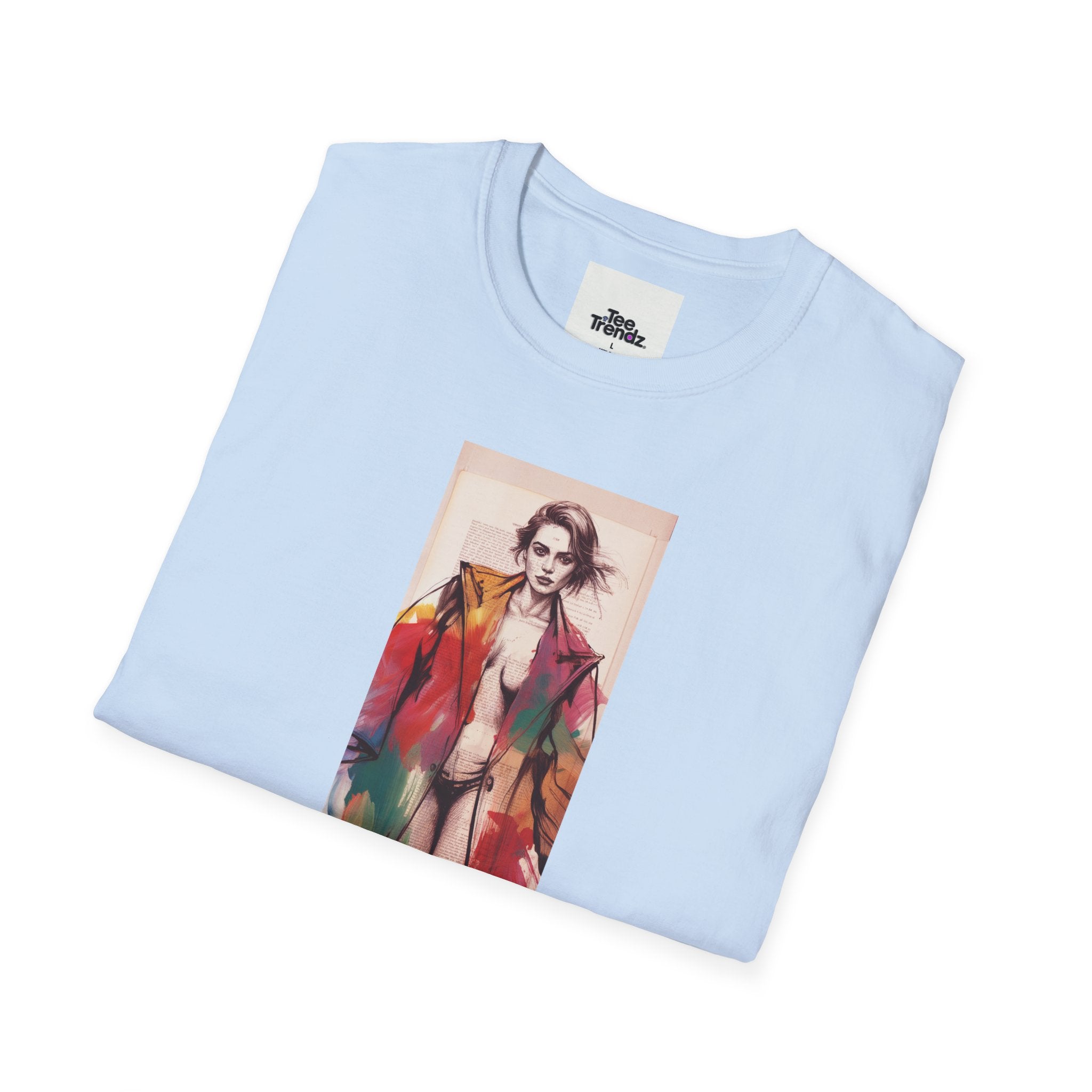 Fashion Illustration Tee — Colorful Watercolor Model Graphic T-Shirt