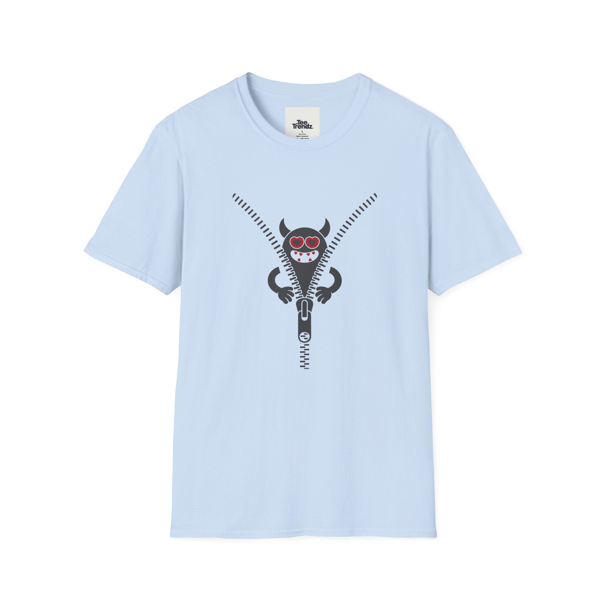 T-Shirt — Playful Monster Zipper Graphic Tee
