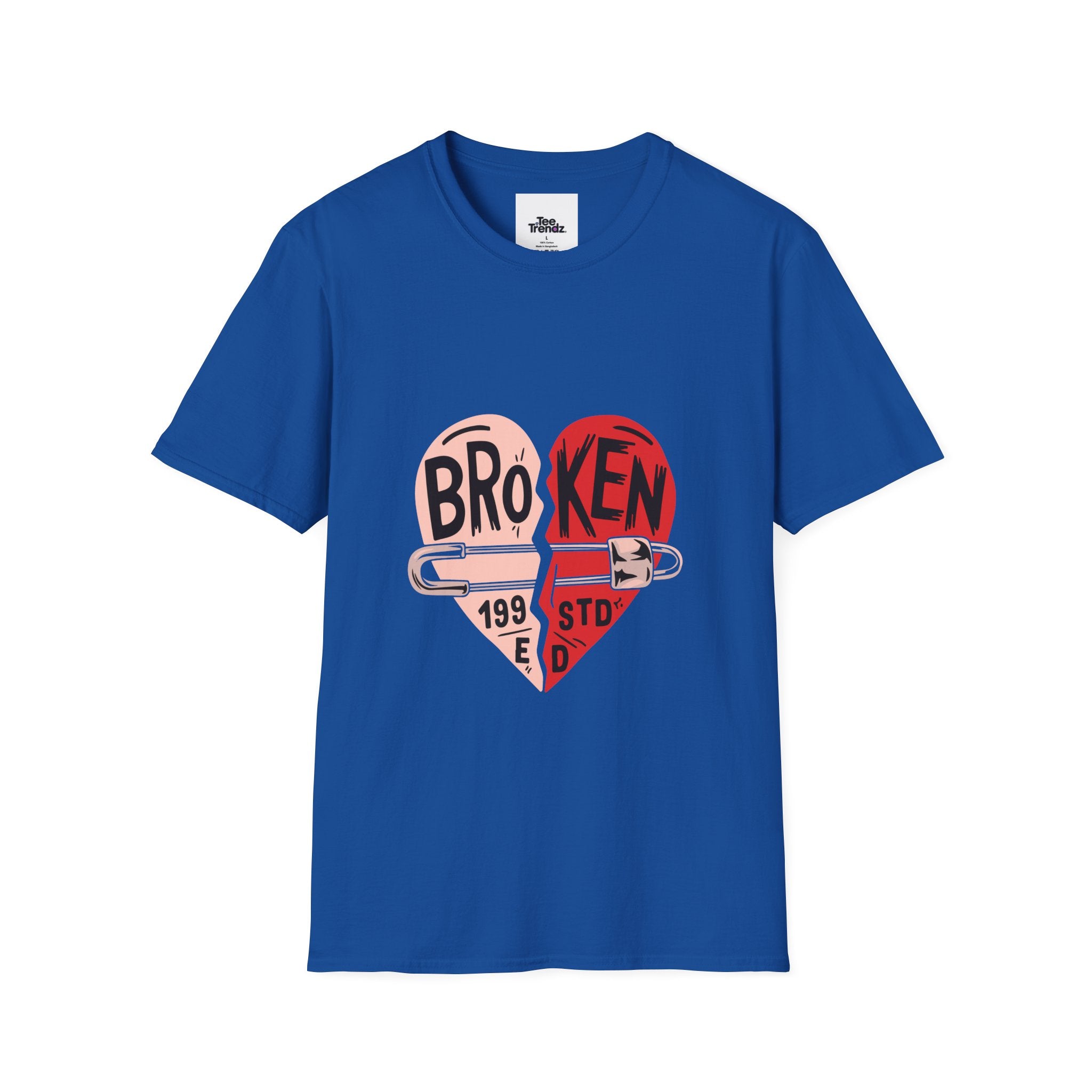 Broken Heart Graphic T-Shirt — Heart Safety Pin Design