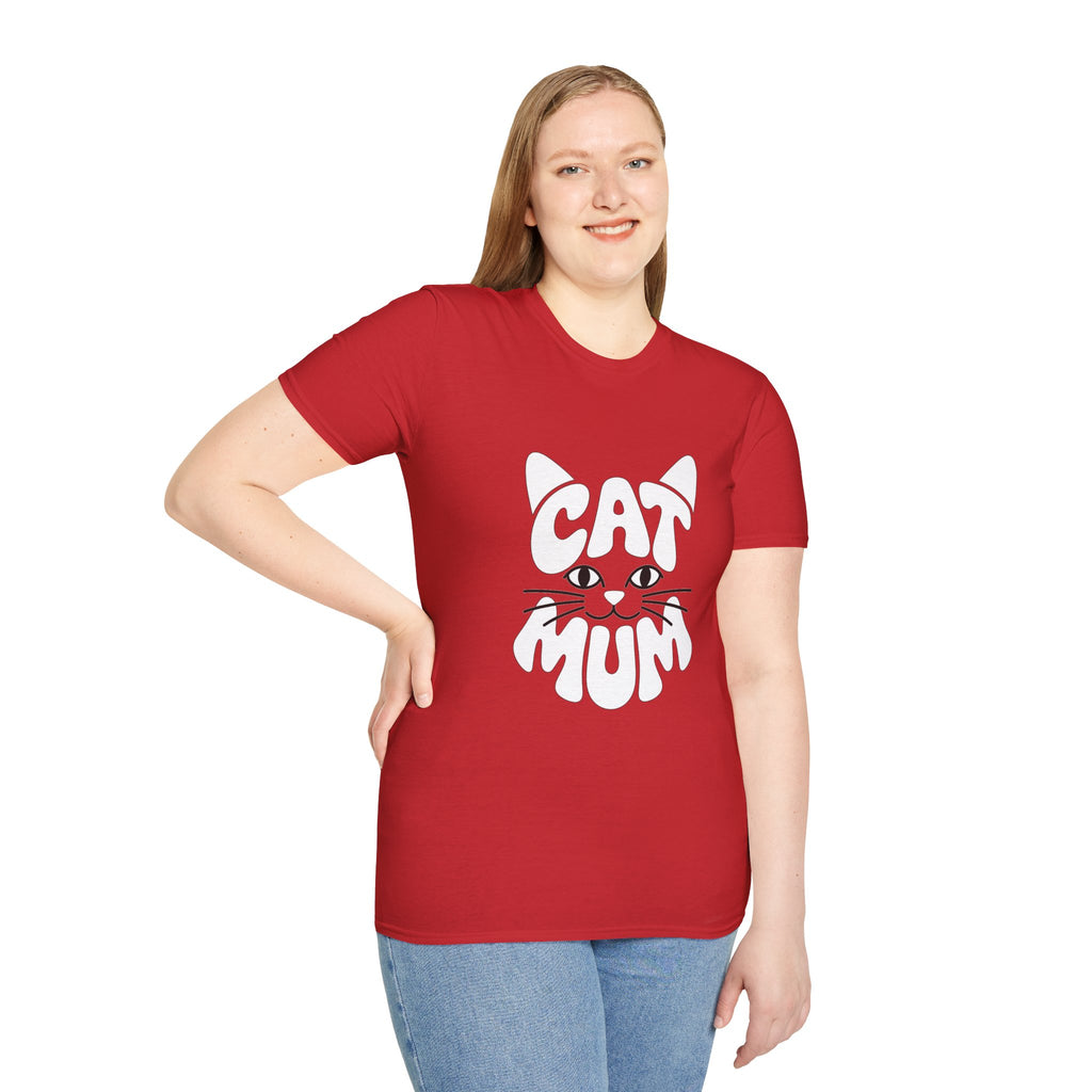 Cat Mum T-Shirt — Cute Purple Cat Face Tee for Cat Moms, Mother’s Day Gift