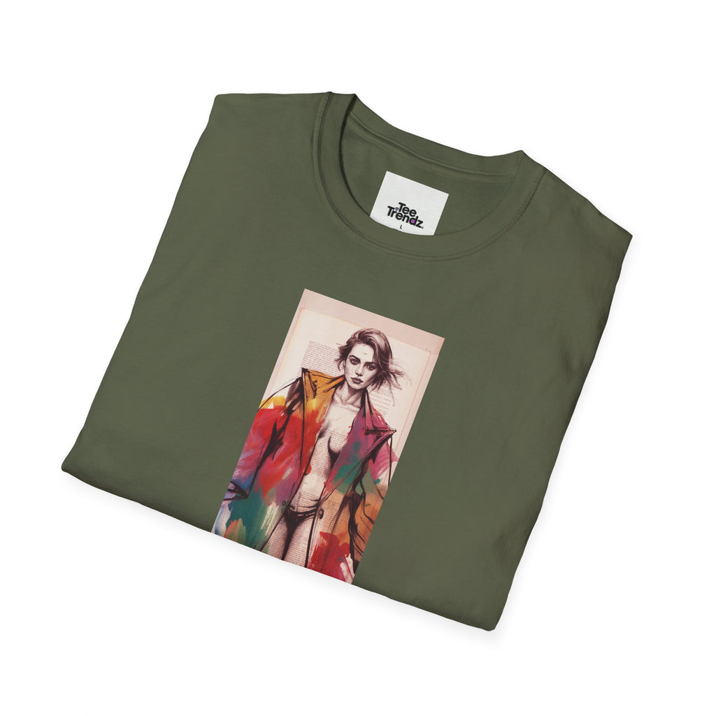 Fashion Illustration Tee — Colorful Watercolor Model Graphic T-Shirt