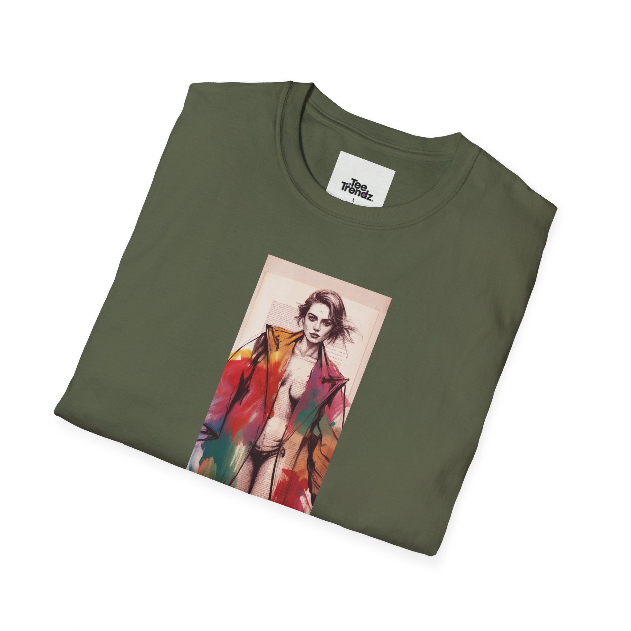 Fashion Illustration Tee — Colorful Watercolor Model Graphic T-Shirt