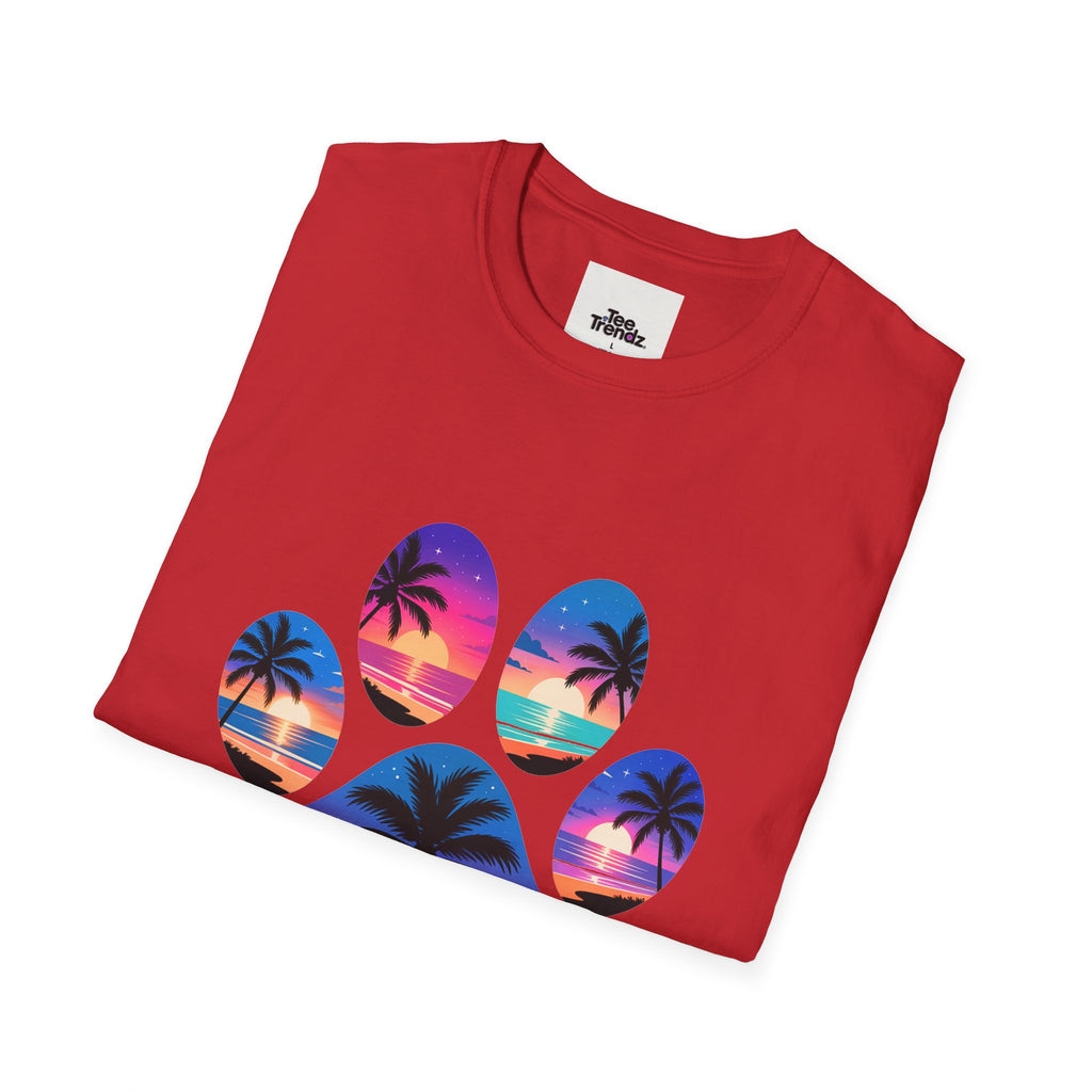 T-Shirt — Tropical Paw Sunset Graphic Tee