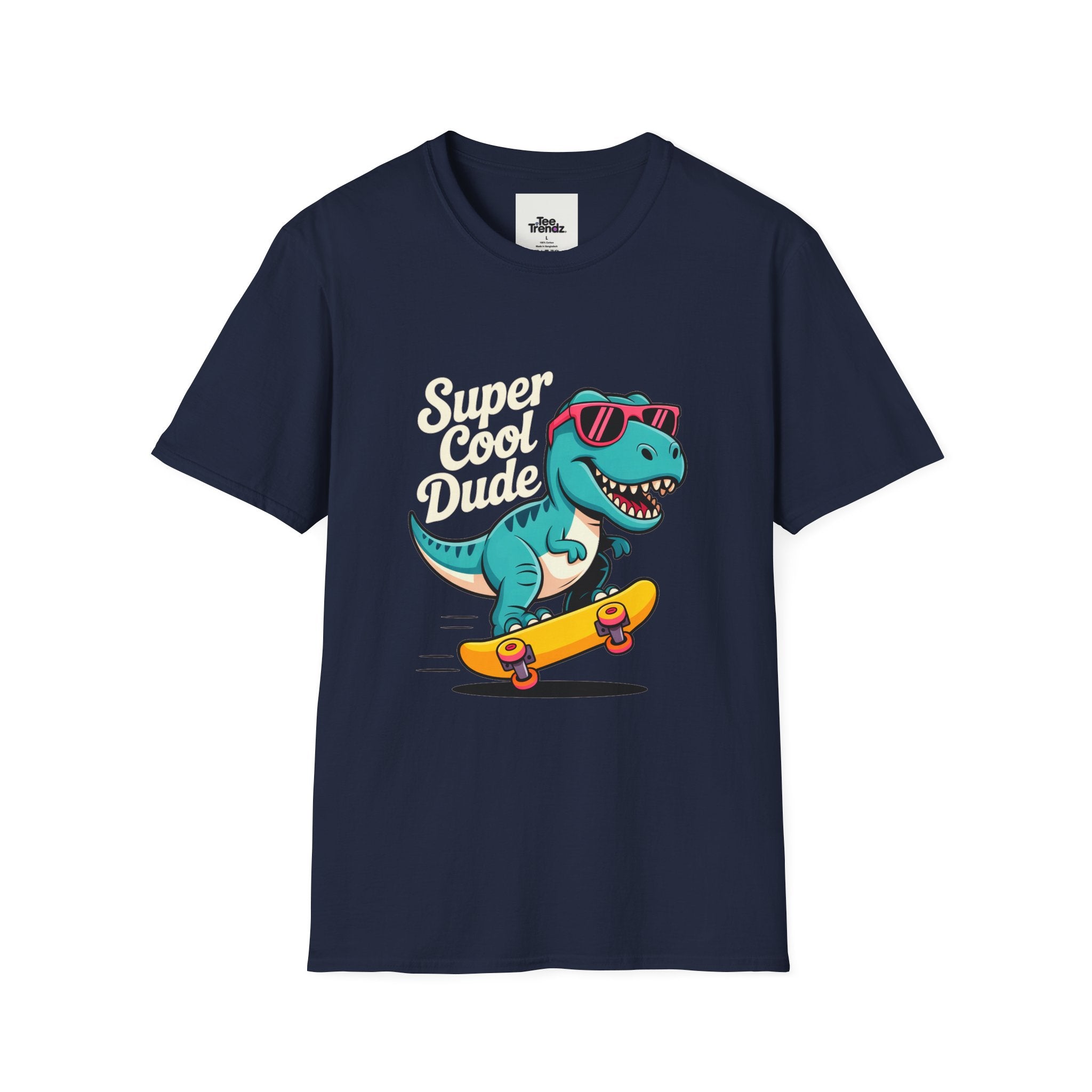 Kids Skateboard T‑Shirt — "Super Cool Dude" Dino Graphic Tee