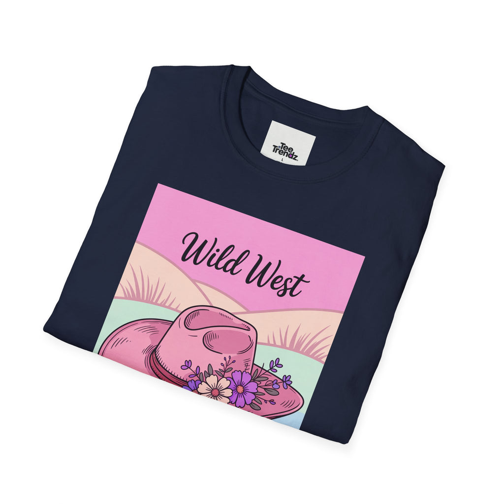 Wild West Pink Cowboy Hat T-Shirt — Floral Western Graphic Tee