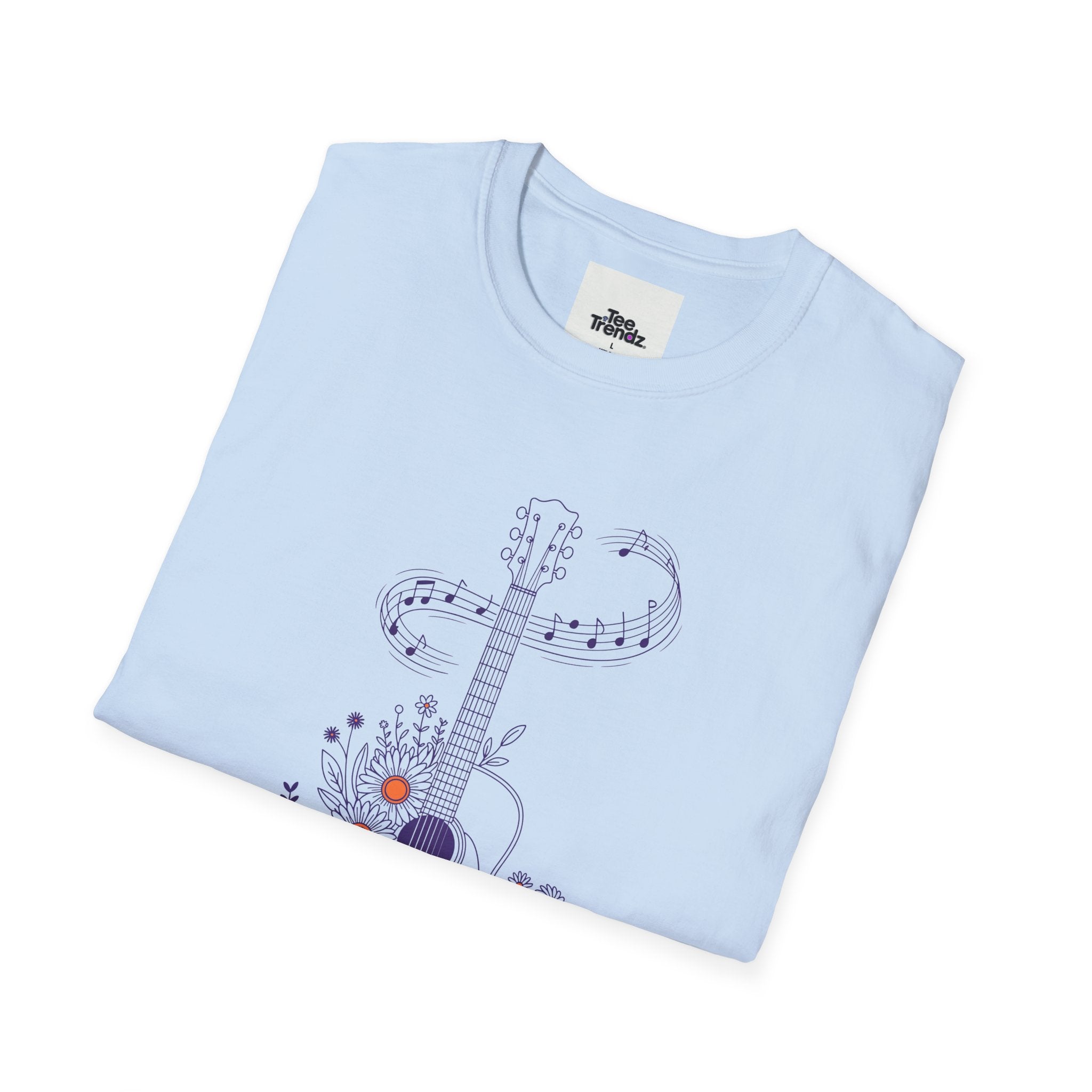 Acoustic Floral Guitar T-Shirt — 'A Heartwide Water I...' Music Tee for Songwriters & Folk Lovers