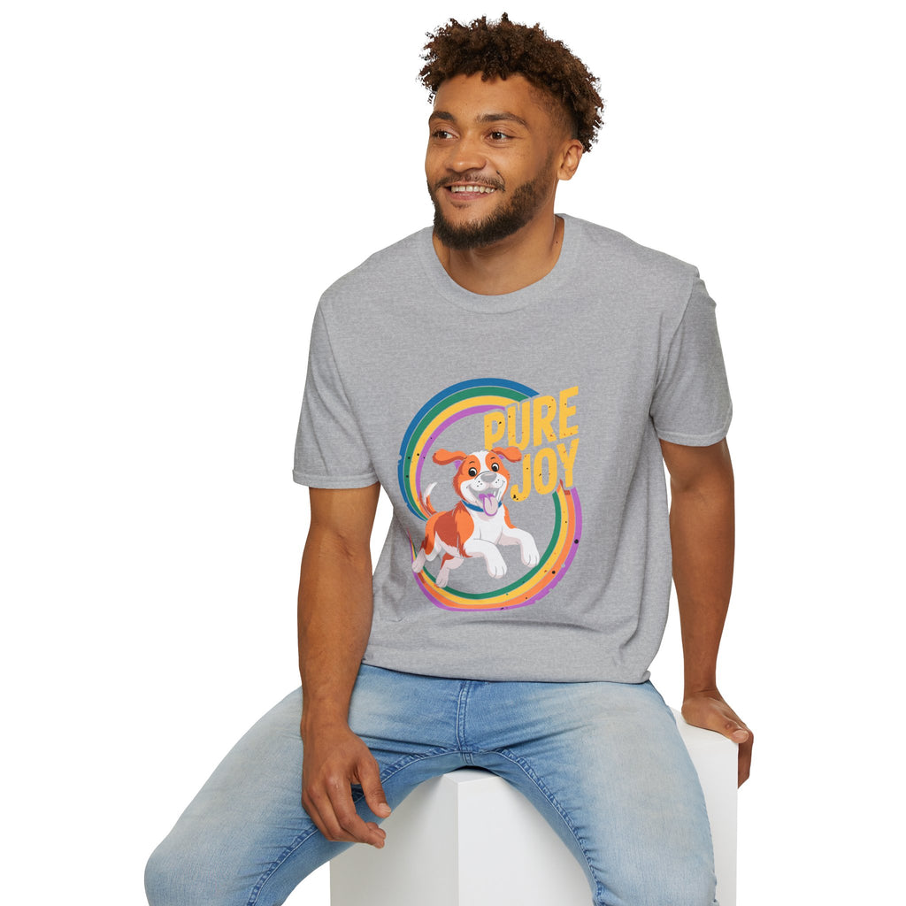 Pure Joy Dog T-Shirt – Playful Beagle Graphic Tee with Rainbow