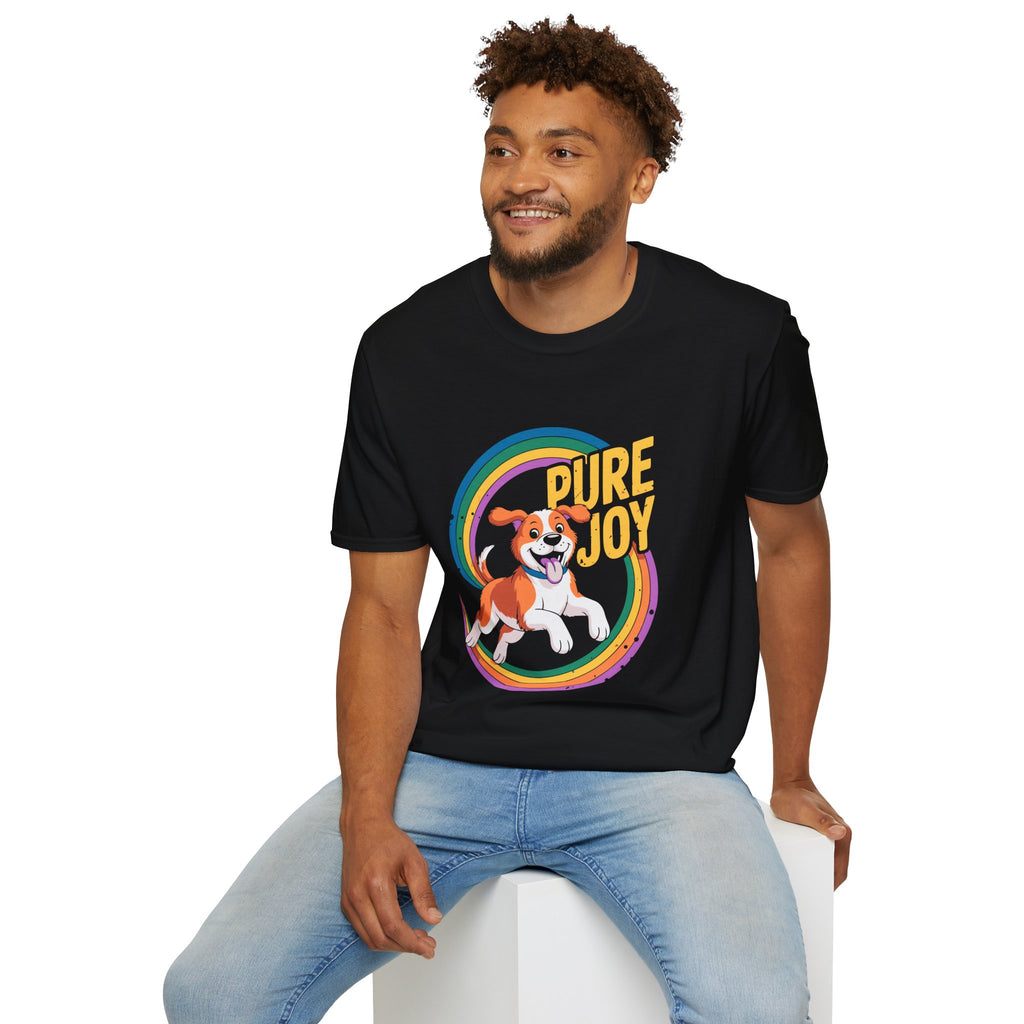 Pure Joy Dog T-Shirt – Playful Beagle Graphic Tee with Rainbow