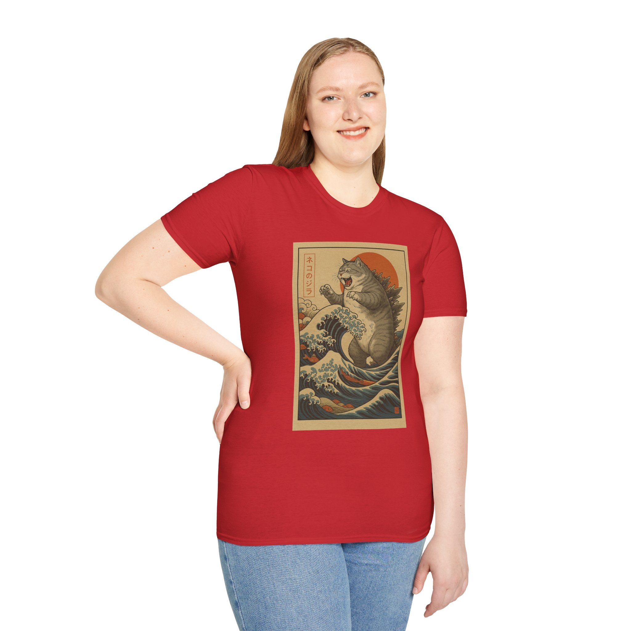 Katana Wave Cat T-Shirt — Vintage Japanese Wave Art Tee
