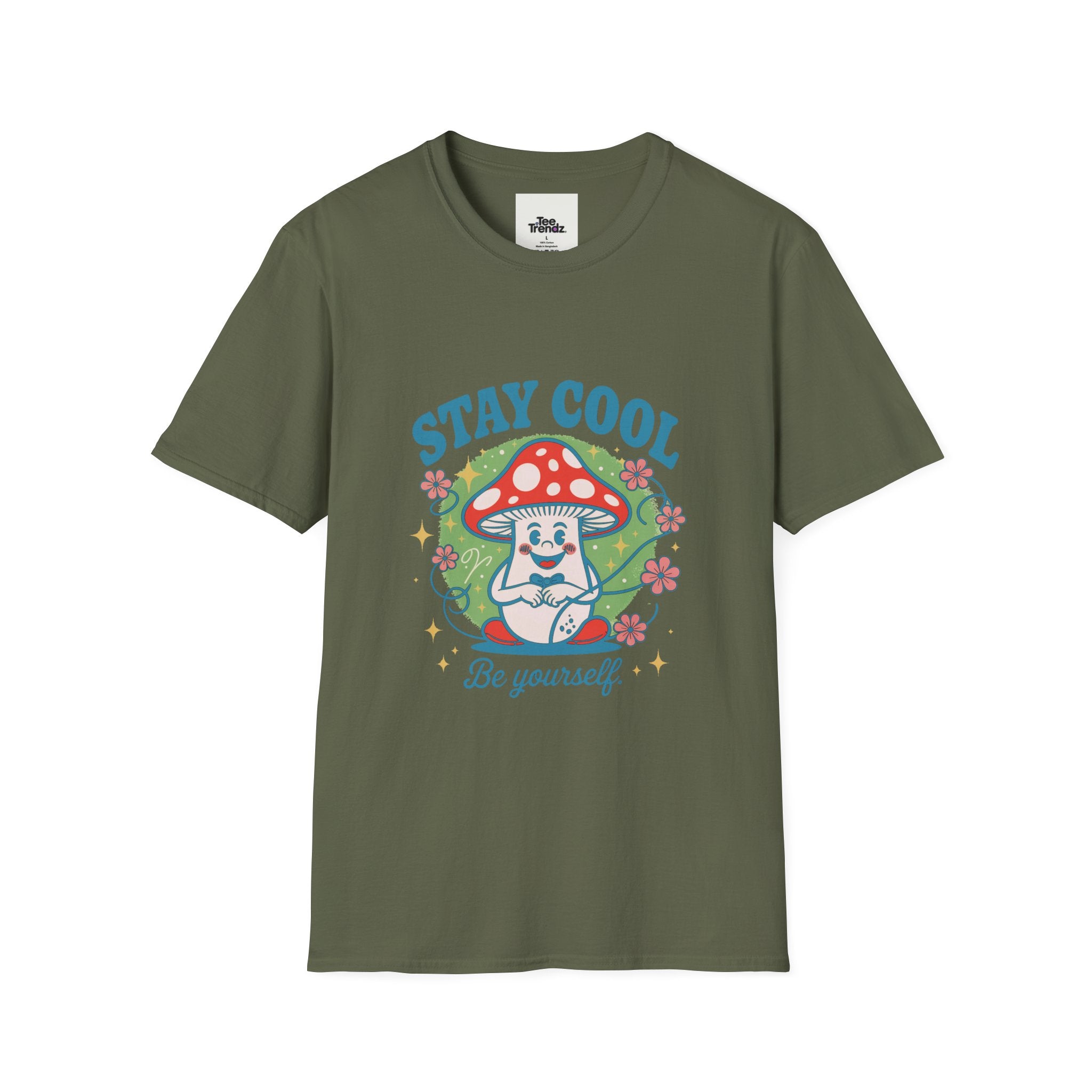 Stay Cool Mushroom T-Shirt — 'Be Yourself' Retro Cute Graphic Tee