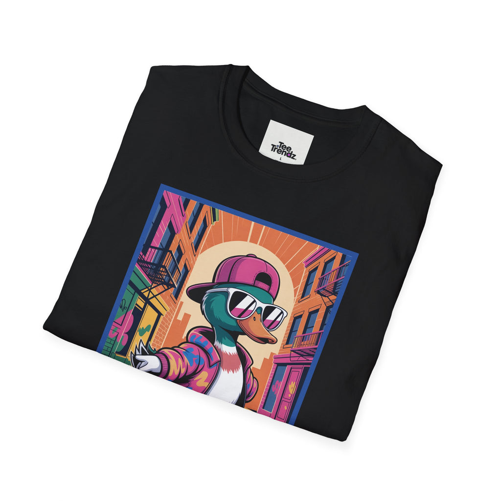 Skateboard Duck Graphic T-Shirt — Retro Streetwear Skateboarder Design