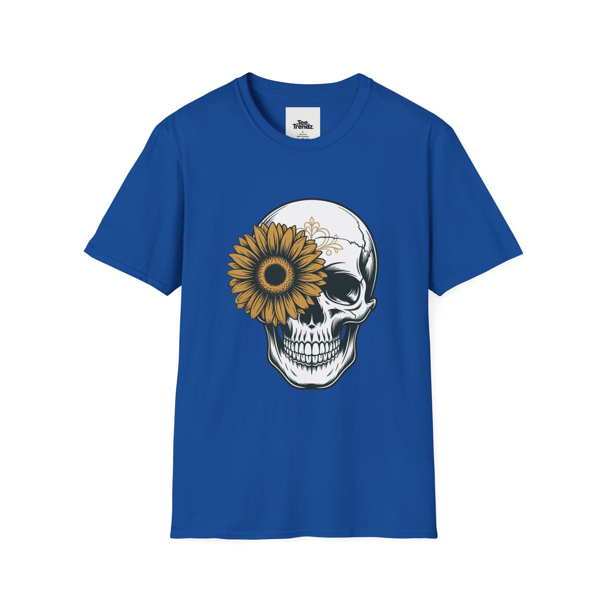 Skull with Sunflower Graphic T-Shirt