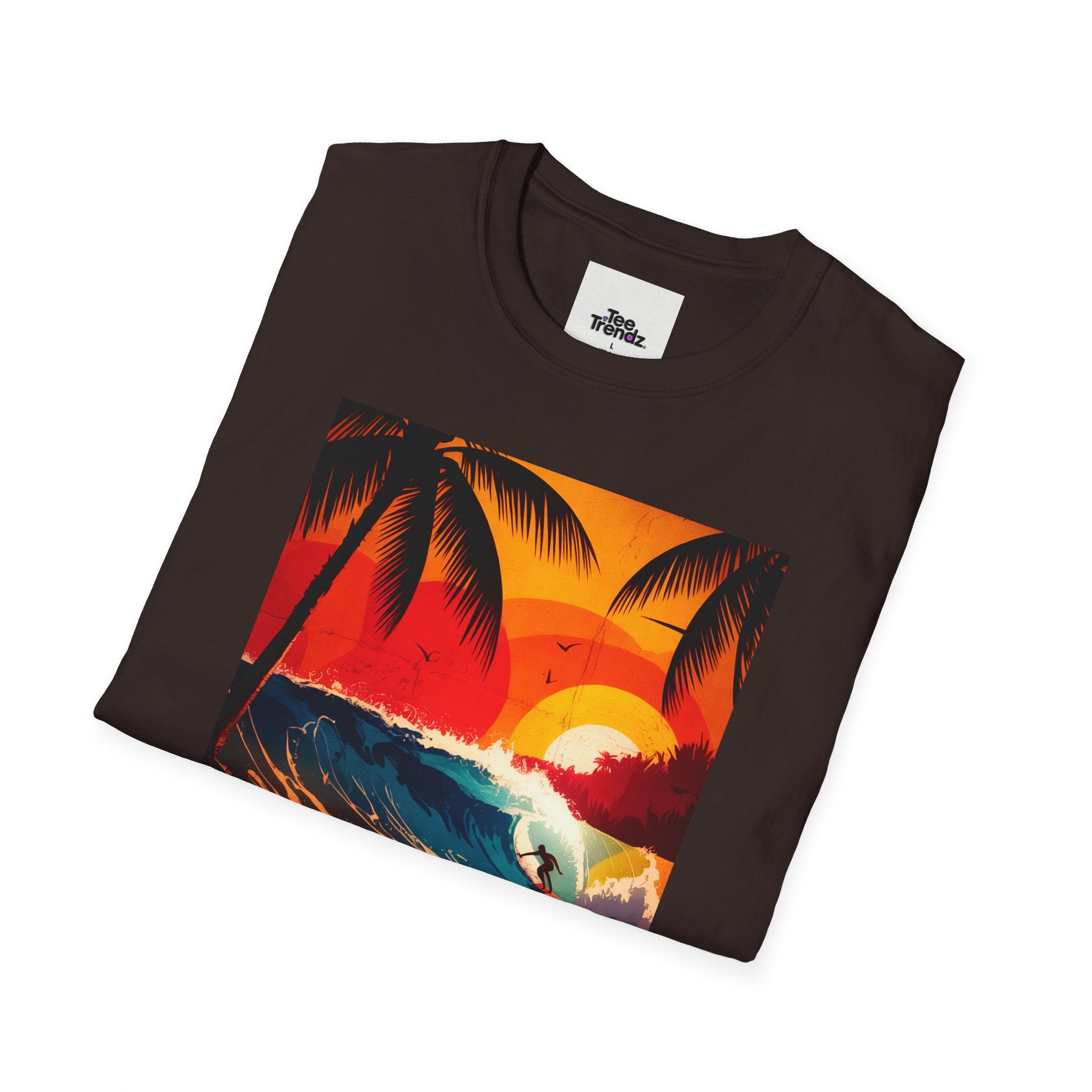 Summer Vibes Surf T-Shirt — Retro Sunset Palm Beach Tee
