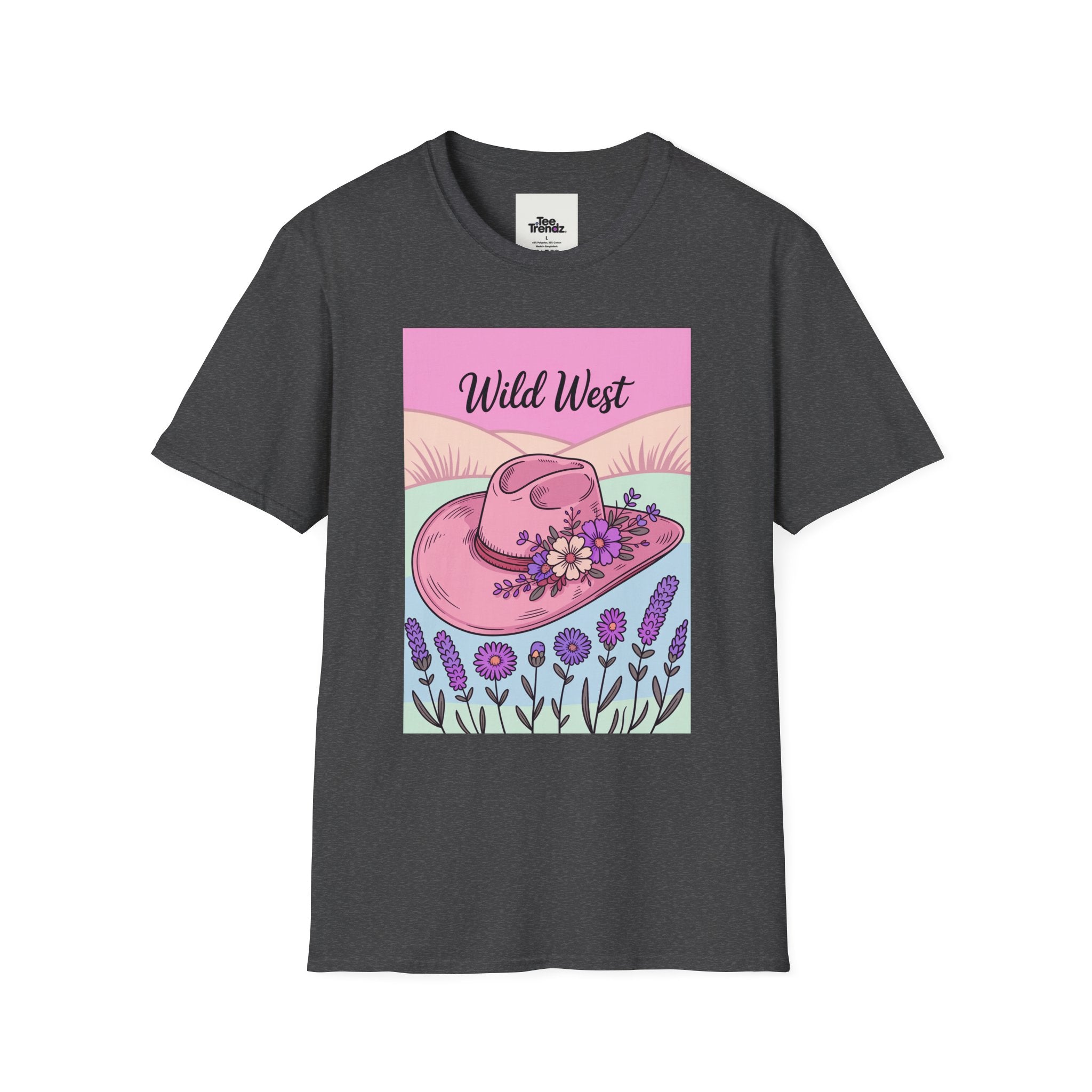 Wild West Pink Cowboy Hat T-Shirt — Floral Western Graphic Tee