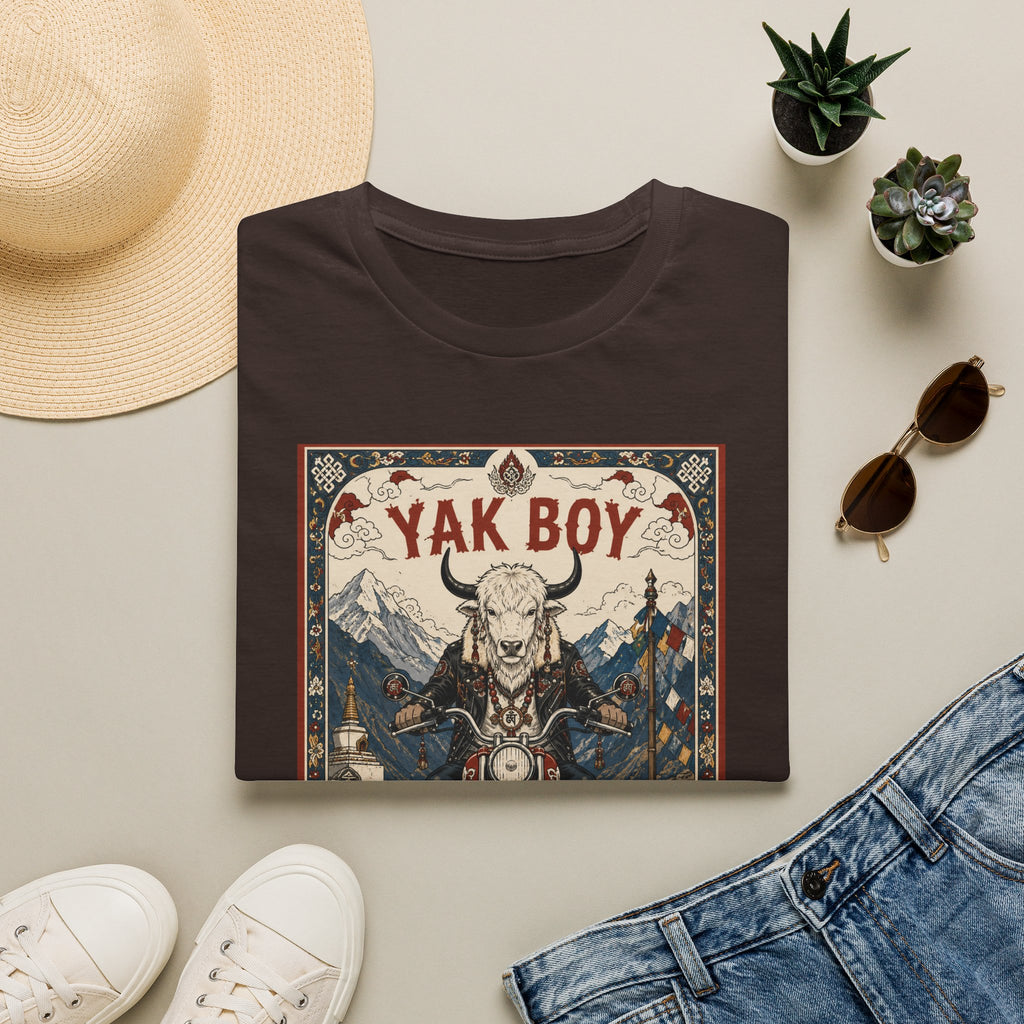 Yak Boy Motorcycle Graphic T‑Shirt — Vintage Mountain Biker Tee