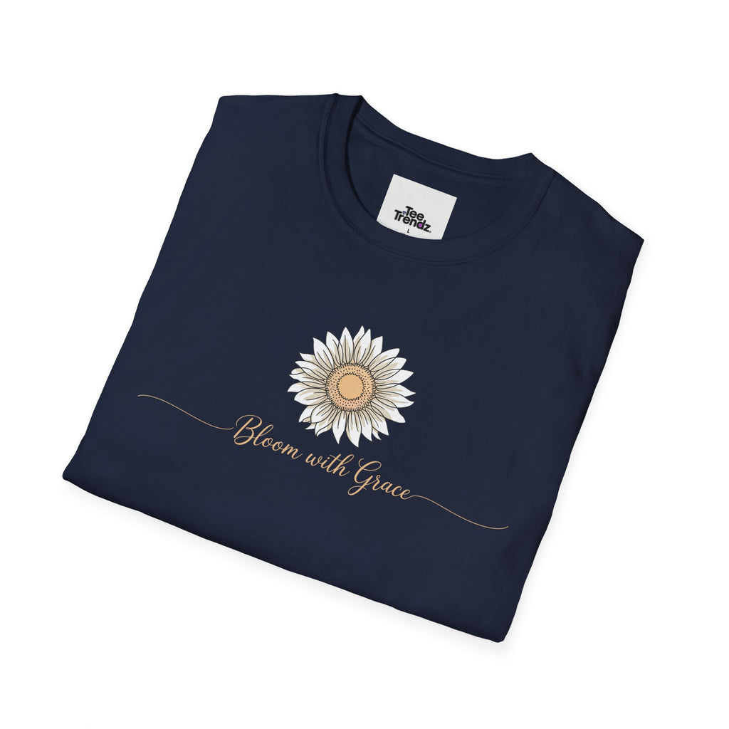 “Bloom with Grace” Sunflower T-Shirt — Floral Inspirational Graphic Tee
