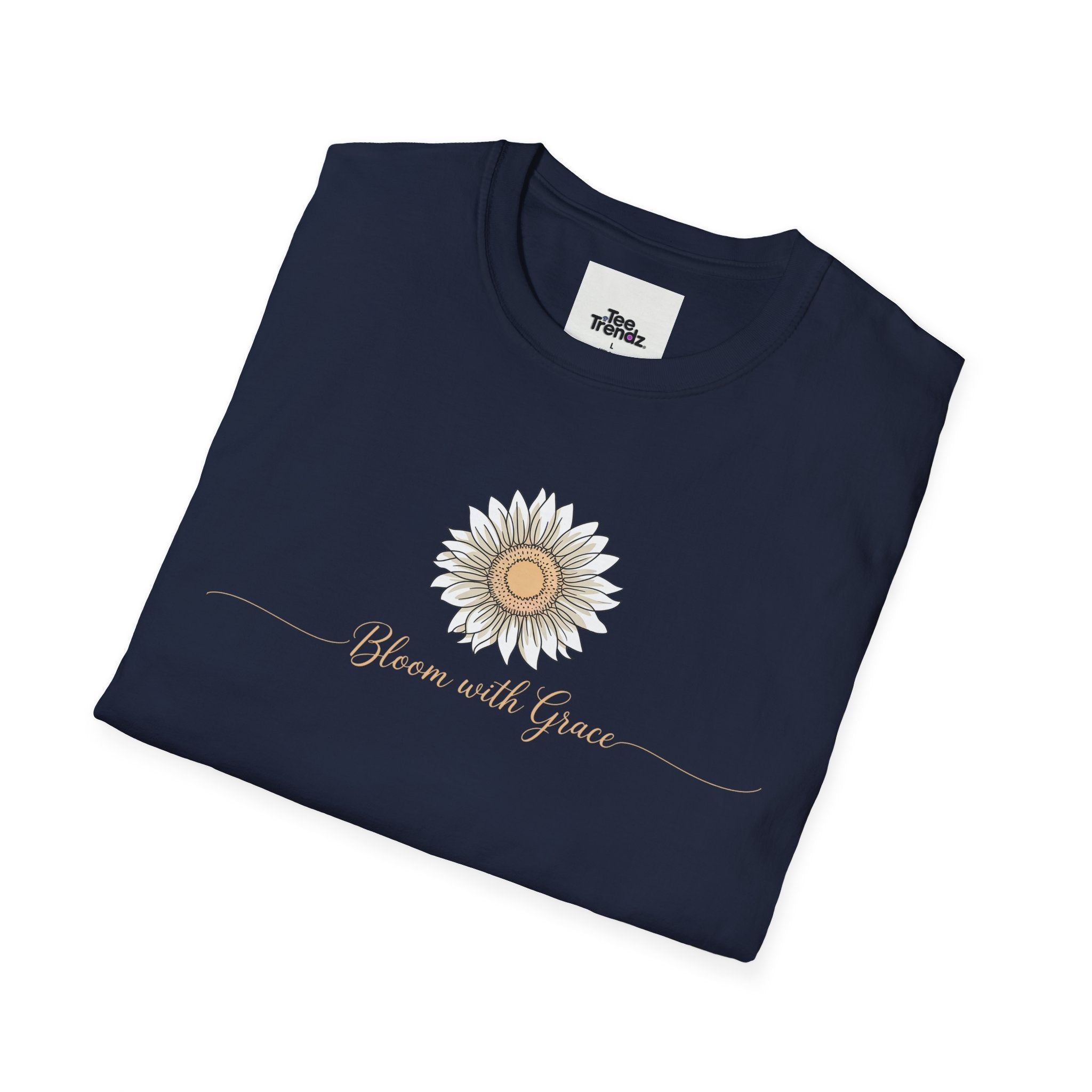 “Bloom with Grace” Sunflower T-Shirt — Floral Inspirational Graphic Tee