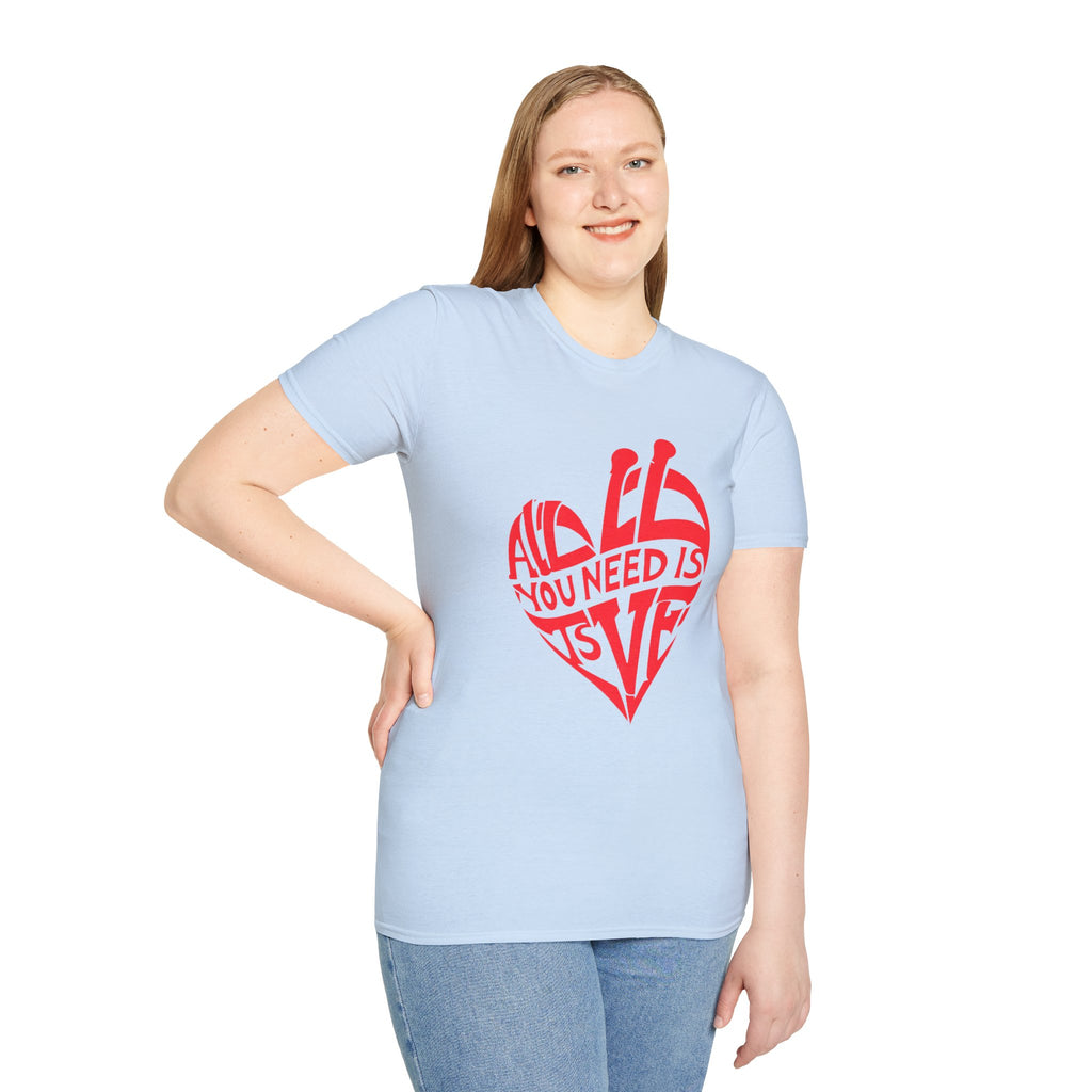 Love Heart T-Shirt — "All You Need Is Love" Retro Graphic