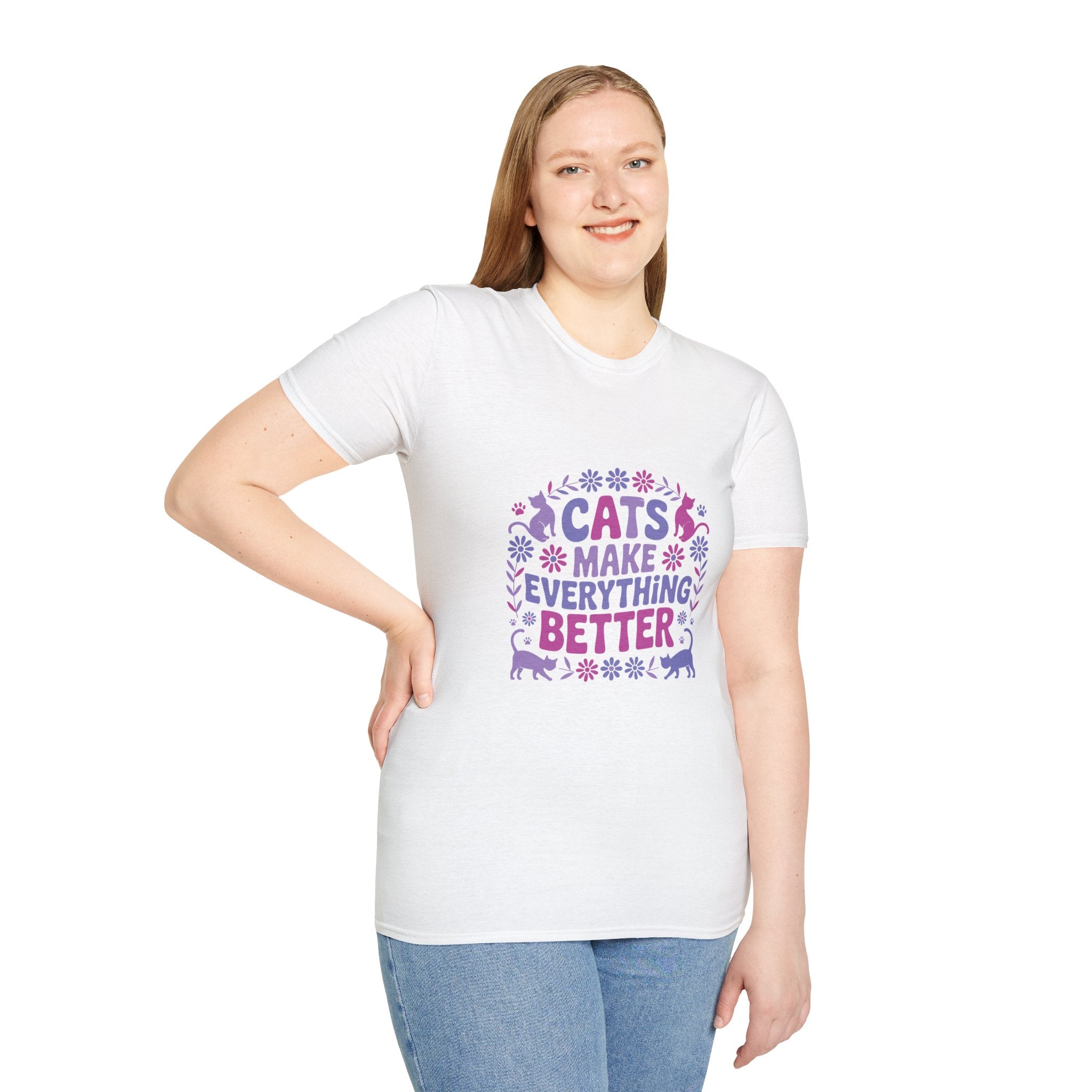 Cats Make Everything Better T-Shirt — Cute Purple Cat Lover Tee