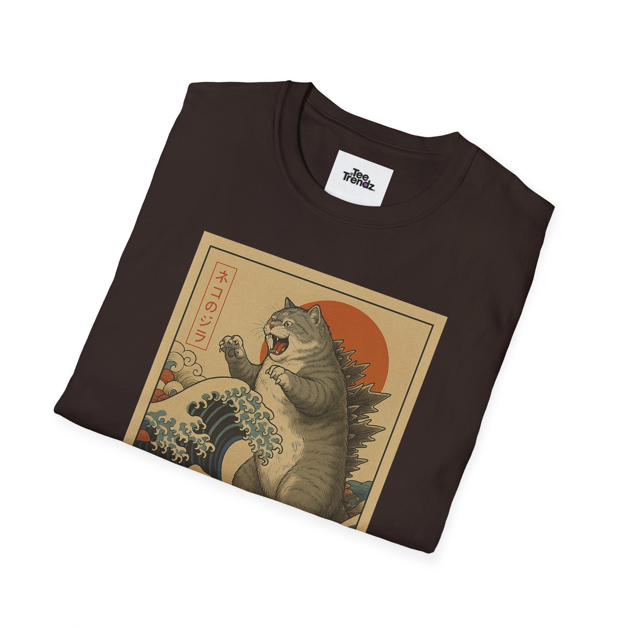 Katana Wave Cat T-Shirt — Vintage Japanese Wave Art Tee