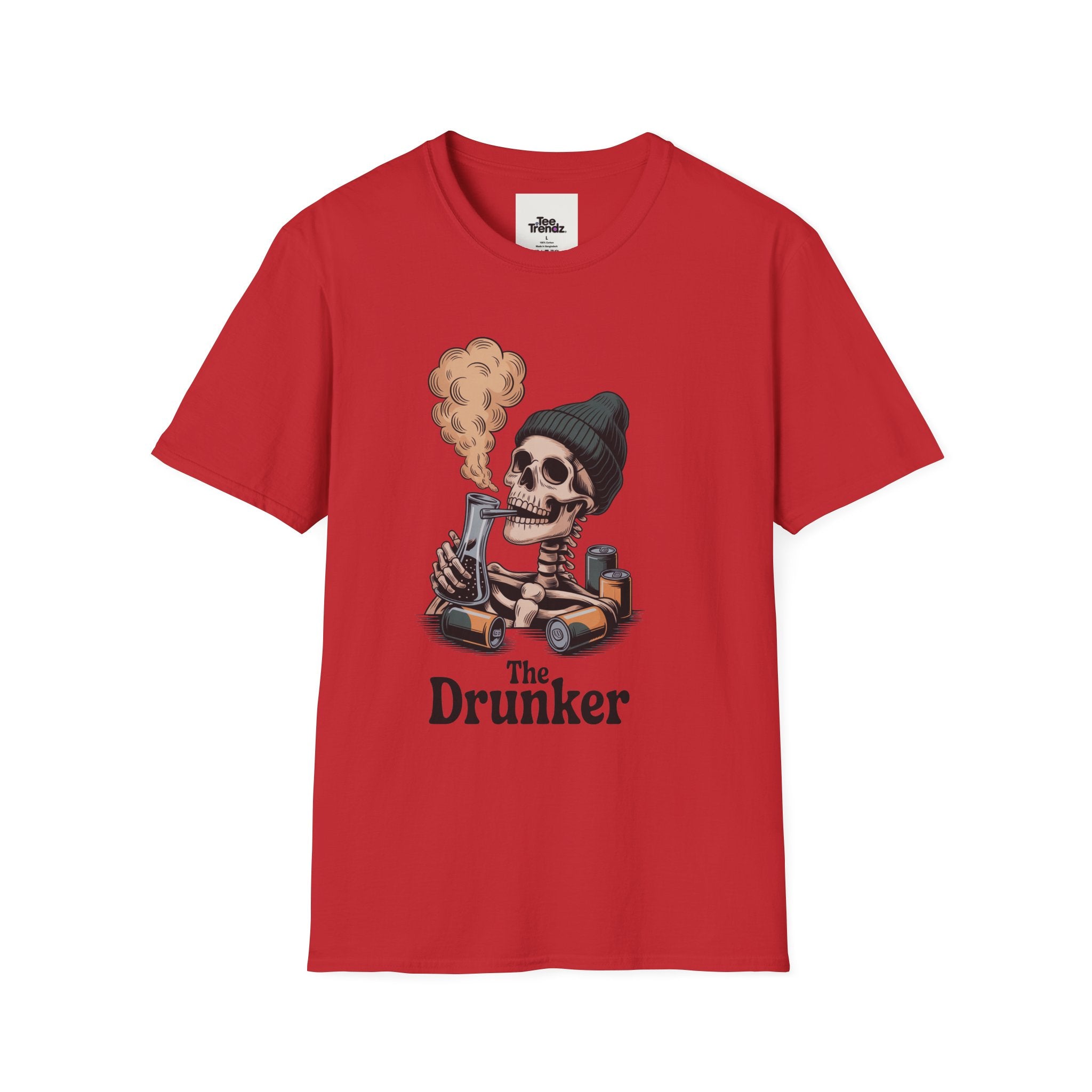 Skull Smoker T‑Shirt — "The Drunker" Vintage Skeleton Graphic Tee