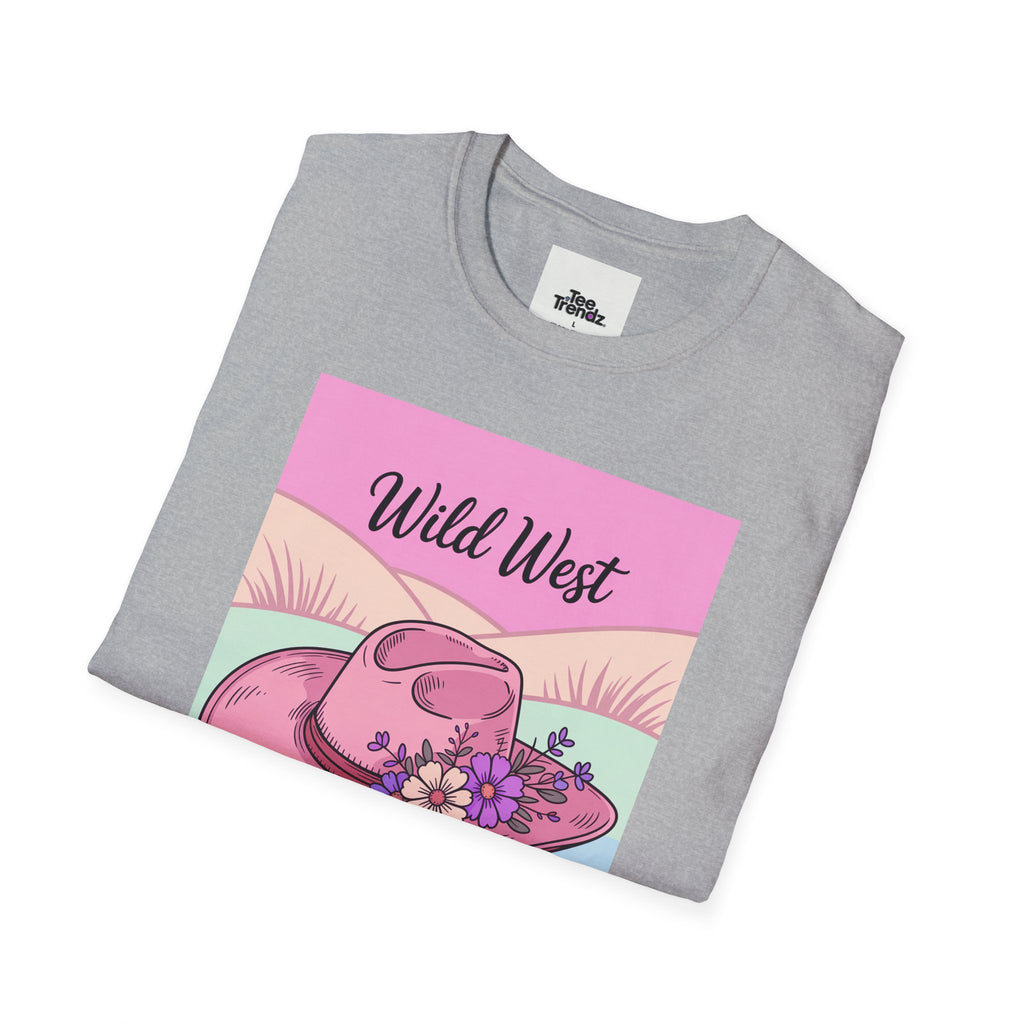Wild West Pink Cowboy Hat T-Shirt — Floral Western Graphic Tee