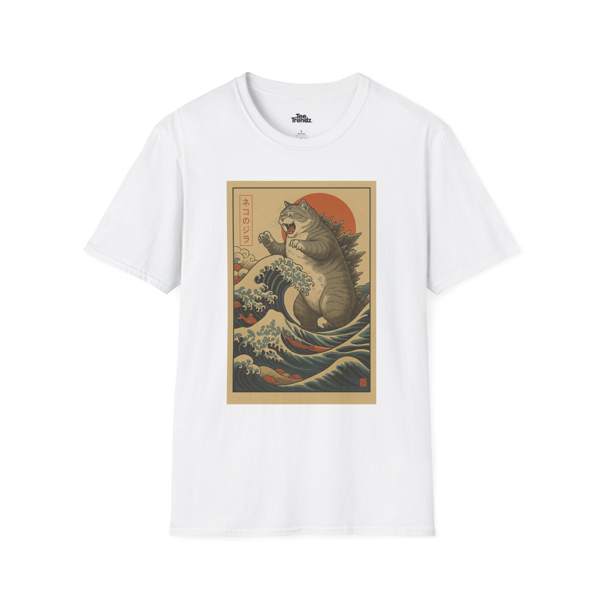 Katana Wave Cat T-Shirt — Vintage Japanese Wave Art Tee