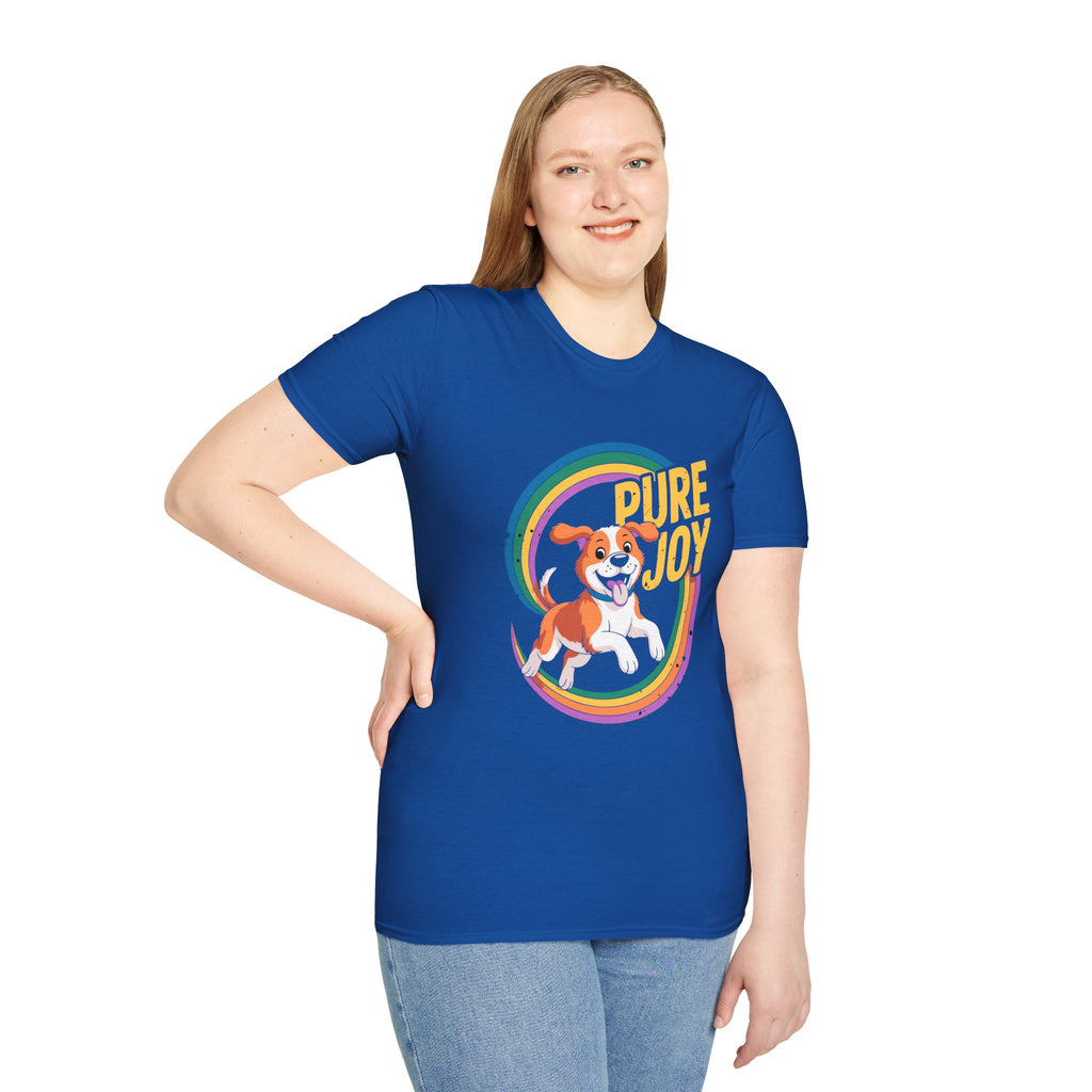 Pure Joy Dog T-Shirt – Playful Beagle Graphic Tee with Rainbow