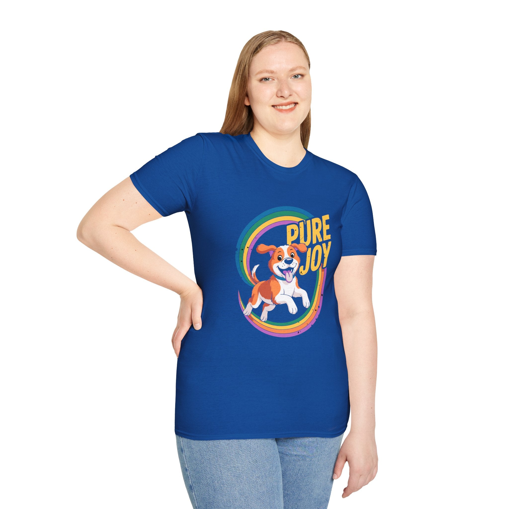 Pure Joy Dog T-Shirt – Playful Beagle Graphic Tee with Rainbow