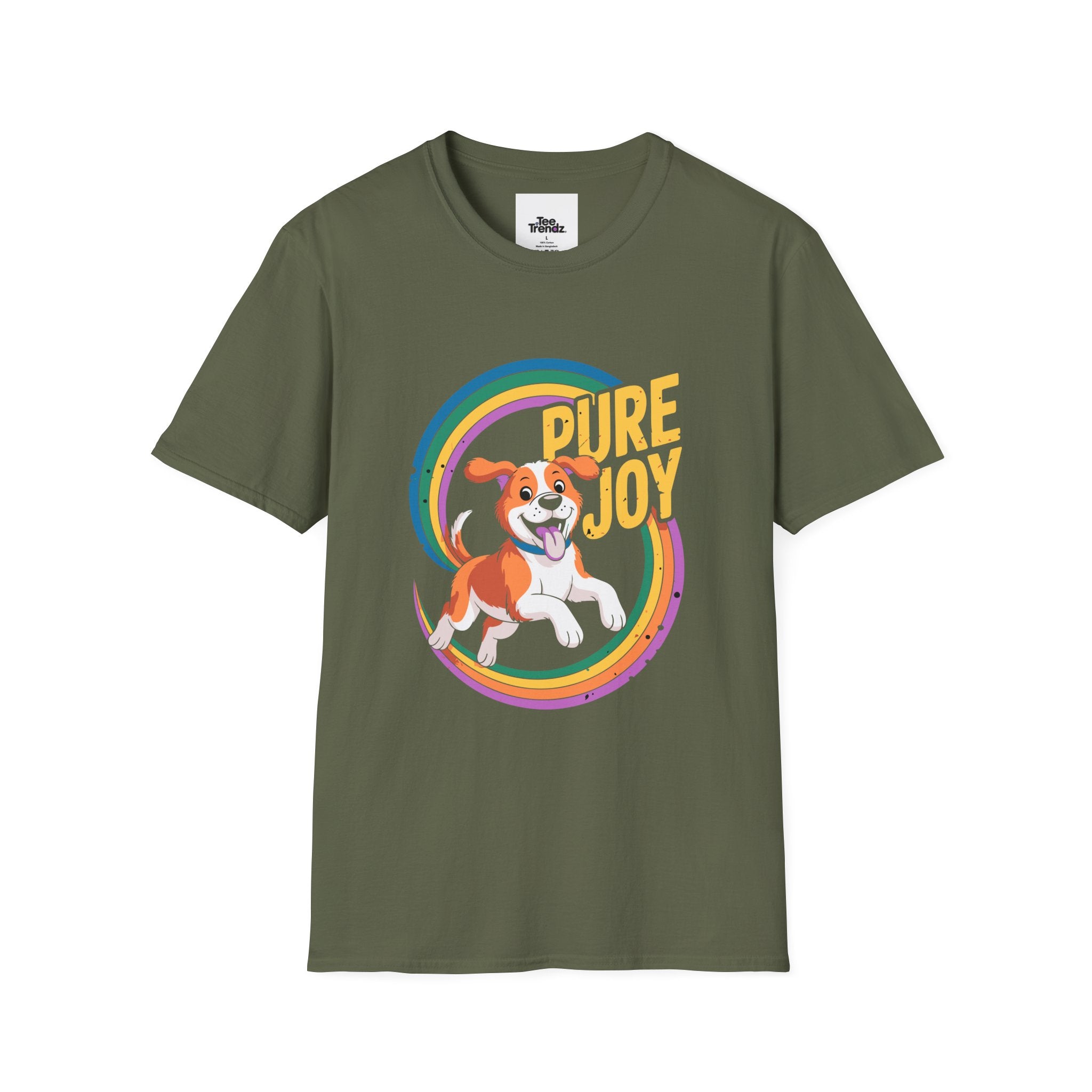Pure Joy Dog T-Shirt – Playful Beagle Graphic Tee with Rainbow