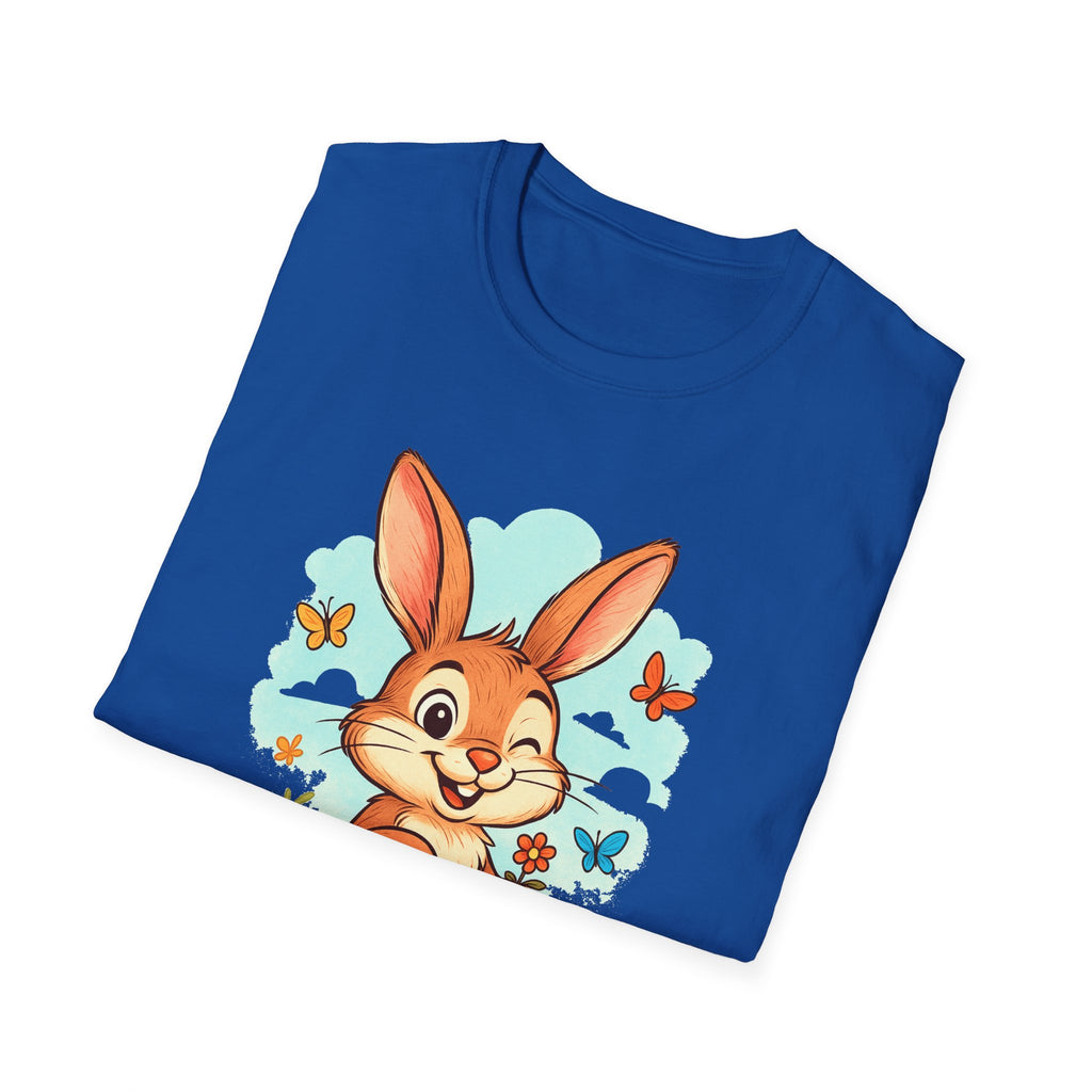Cute Bunny Tee — Cartoon Rabbit with Butterflies Kids Easter Shirt