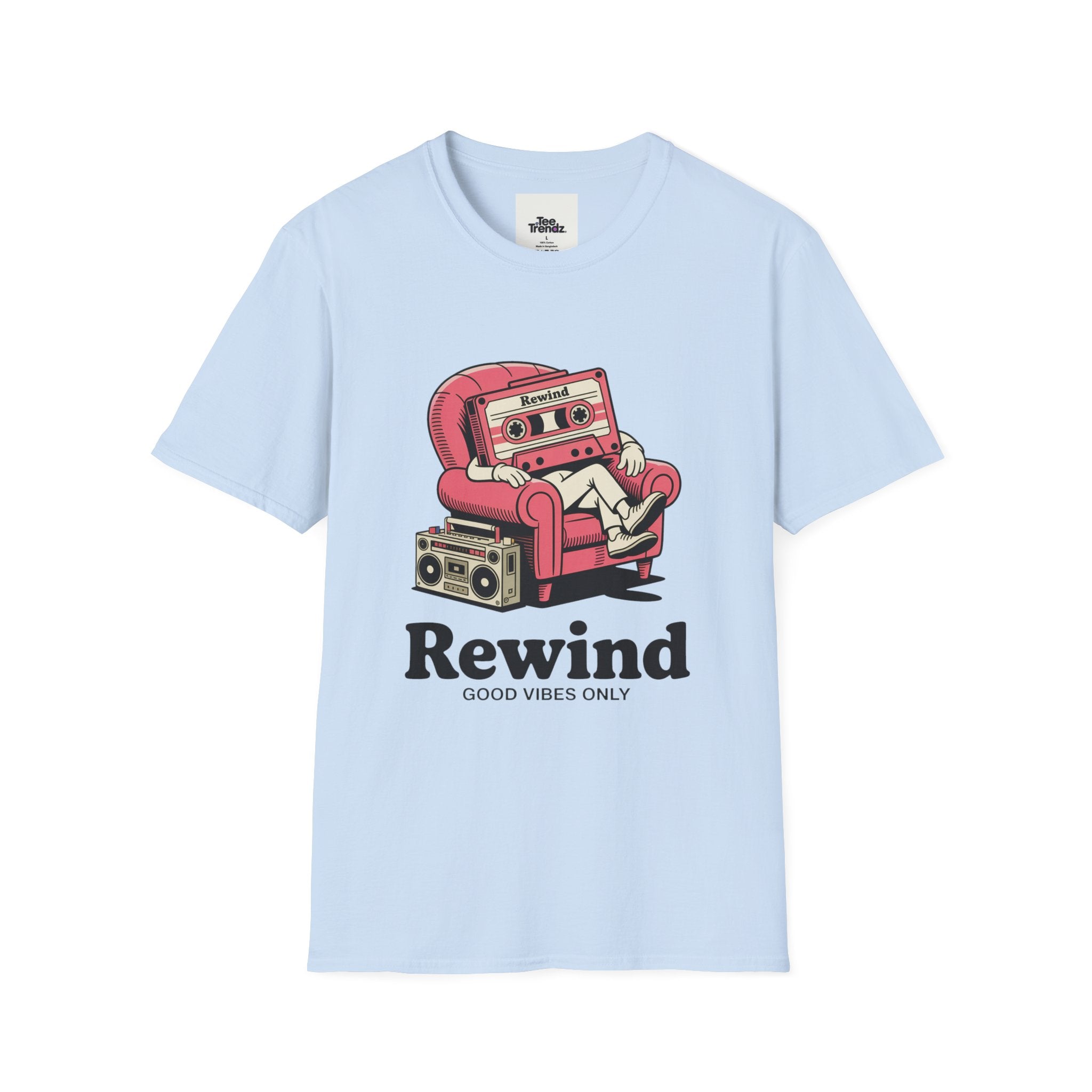 T-Shirt — "Rewind: Good Vibes Only" Retro Cassette Graphic Tee