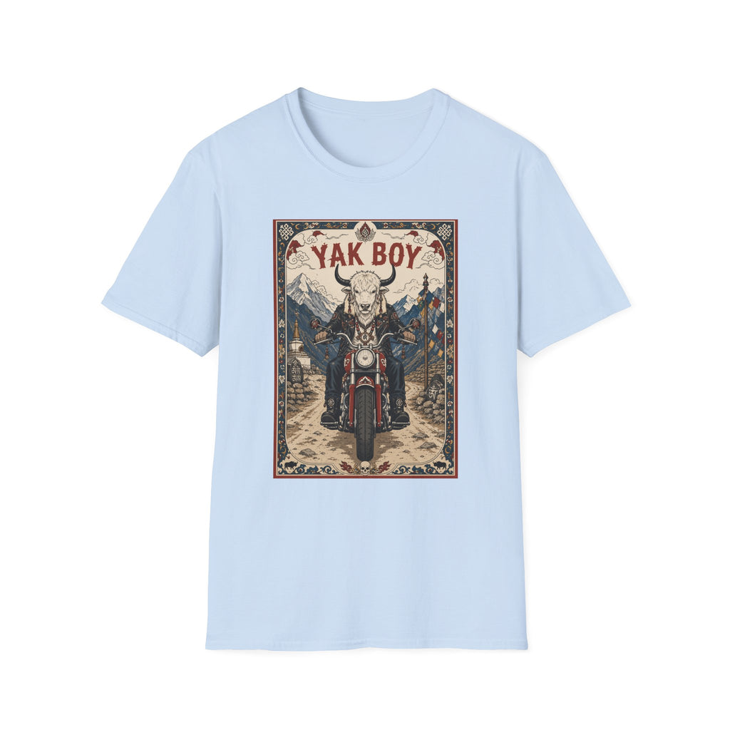 Yak Boy Motorcycle Graphic T‑Shirt — Vintage Mountain Biker Tee
