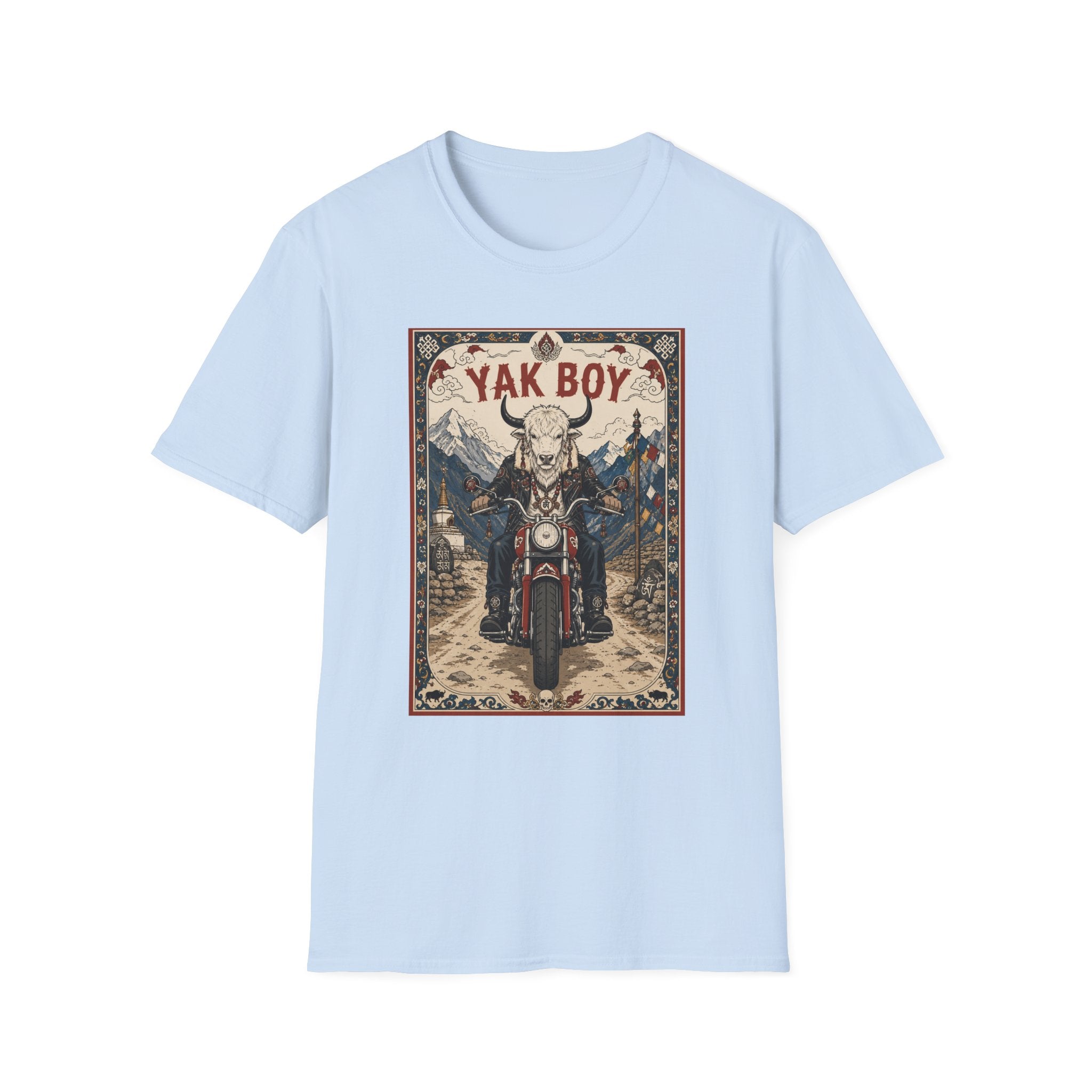 Yak Boy Motorcycle Graphic T‑Shirt — Vintage Mountain Biker Tee