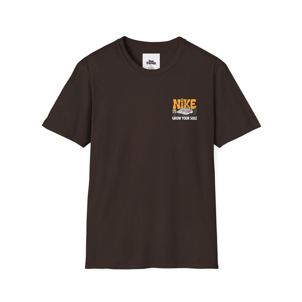 Graphic T‑Shirt — "Grow Your Sole" Retro Sneaker Pocket Design