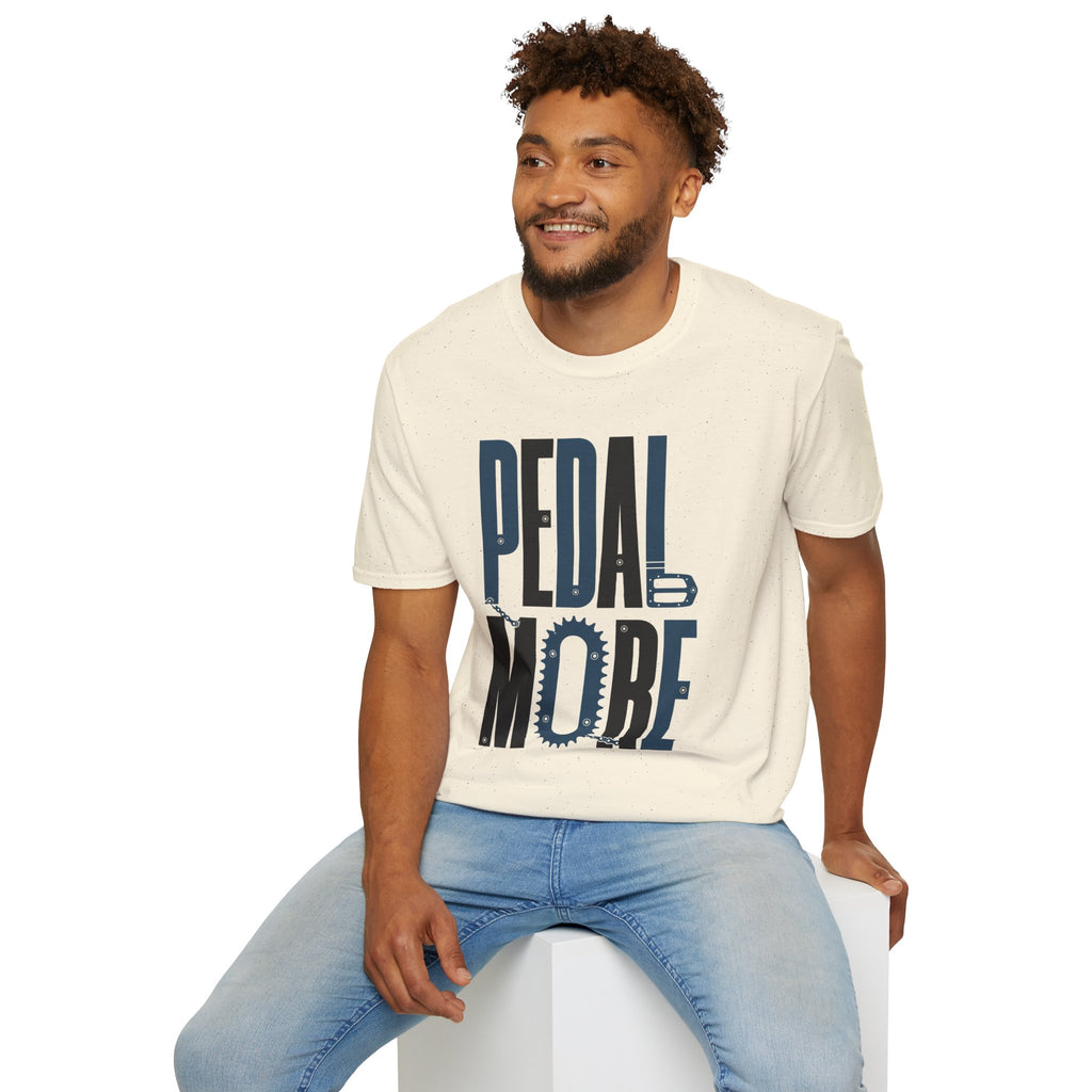 Pedal More T‑Shirt — Cycling Graphic Tee with Bike Pedal & Gear Design