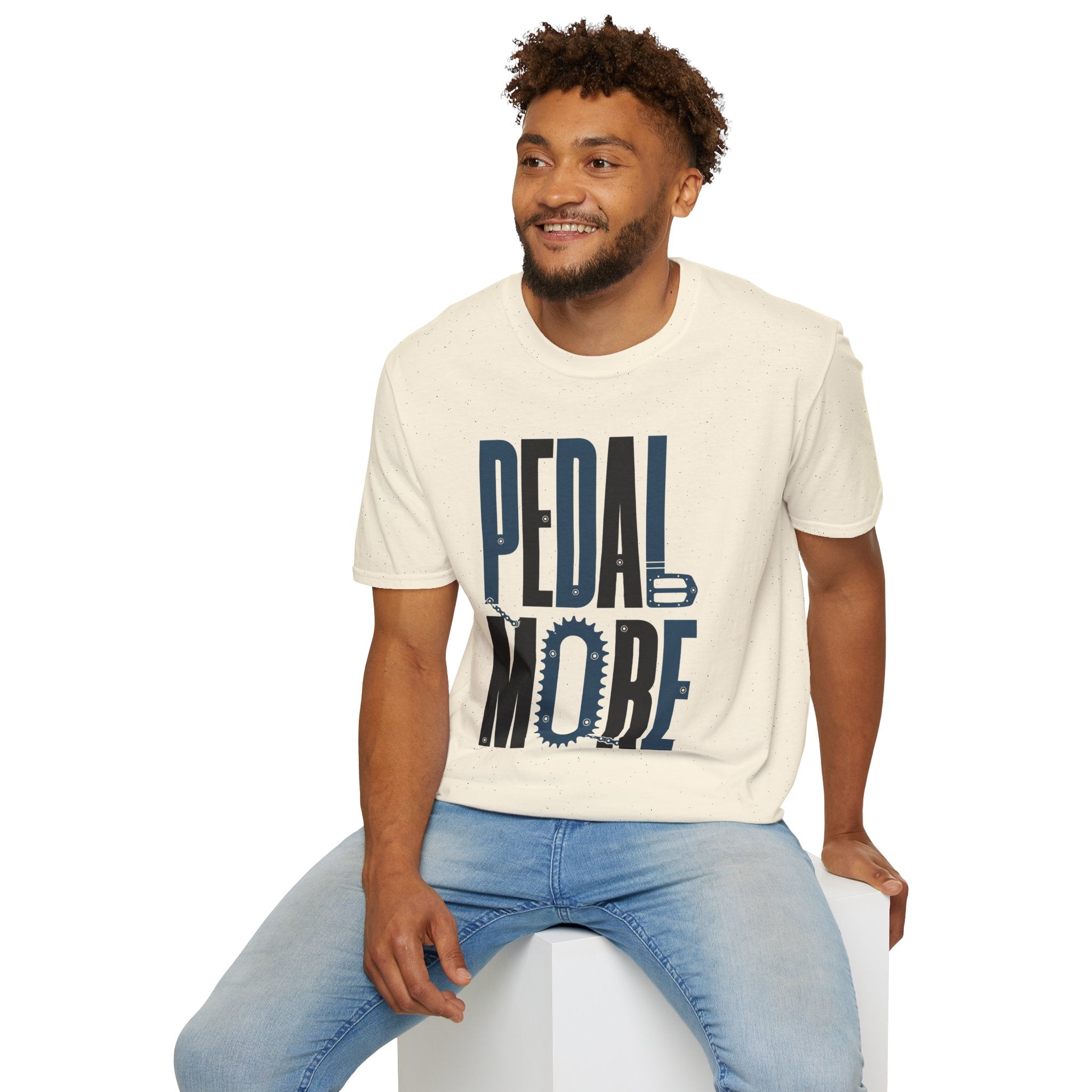 Pedal More T‑Shirt — Cycling Graphic Tee with Bike Pedal & Gear Design