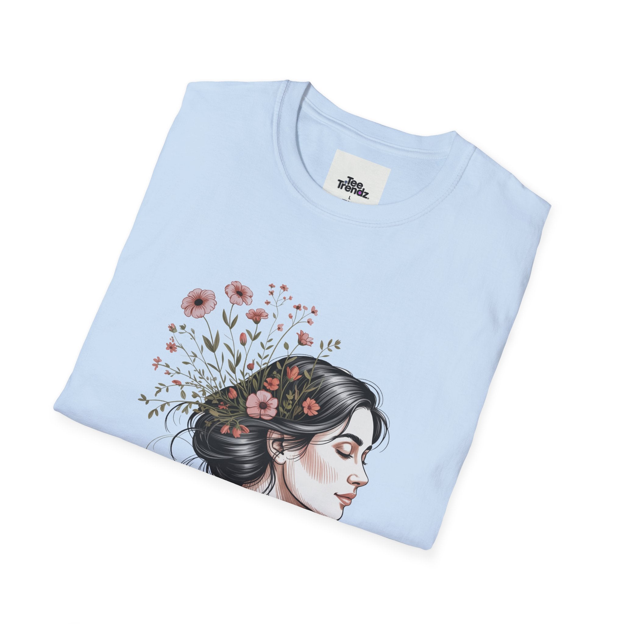 T-Shirt — "Rooted & Wild" Floral Woman Illustration | Boho Nature Tee for Women