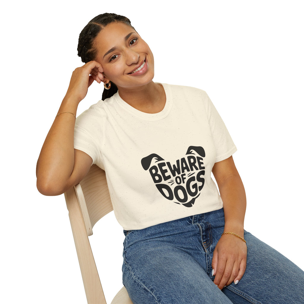 Beware of Dogs T-Shirt — Cute Dog Face Graphic Tee for Dog Lovers