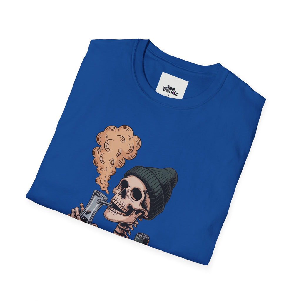 Skull Smoker T‑Shirt — "The Drunker" Vintage Skeleton Graphic Tee