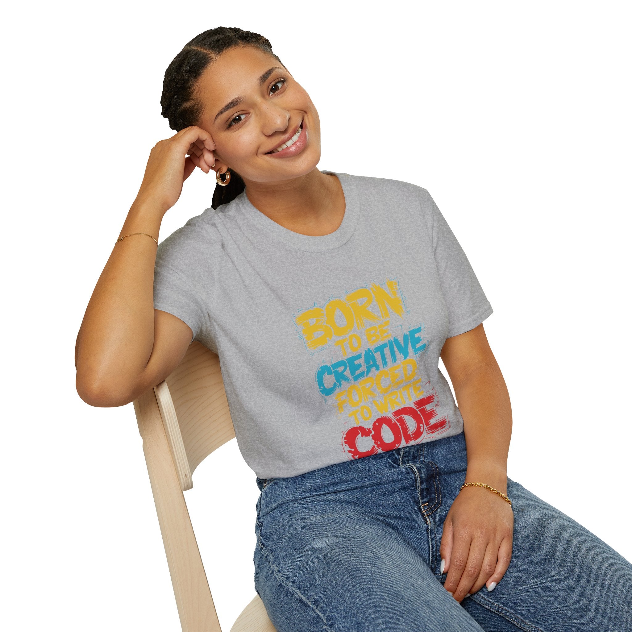 T-Shirt — "Born to Be Creative, Forced to Write Code" Developer Tee