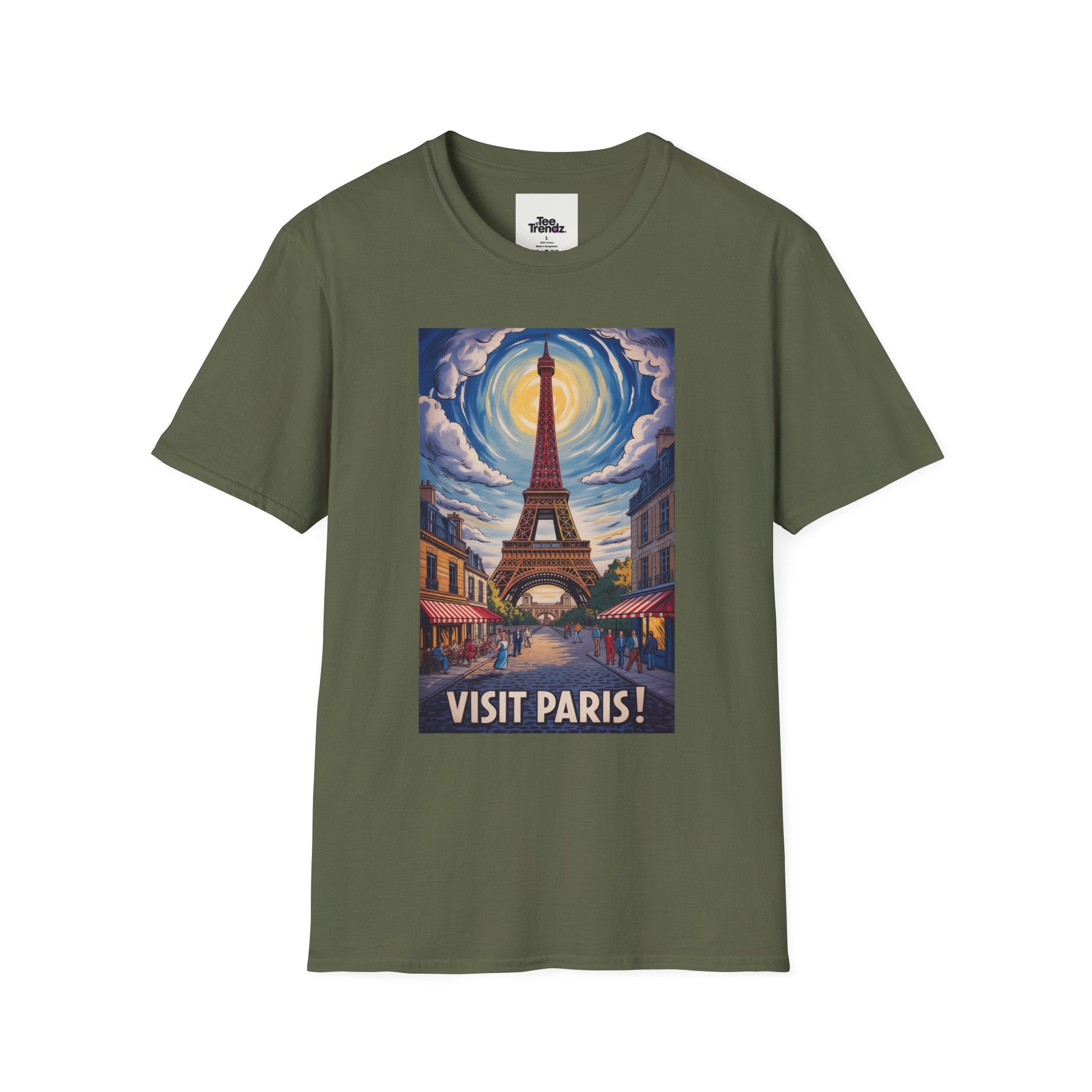 Visit Paris T-Shirt - Vintage Eiffel Tower Travel Poster Tee