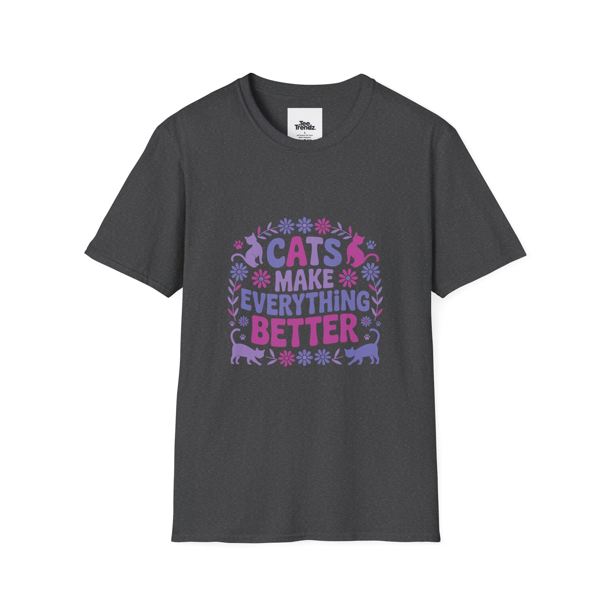 Cats Make Everything Better T-Shirt — Cute Purple Cat Lover Tee